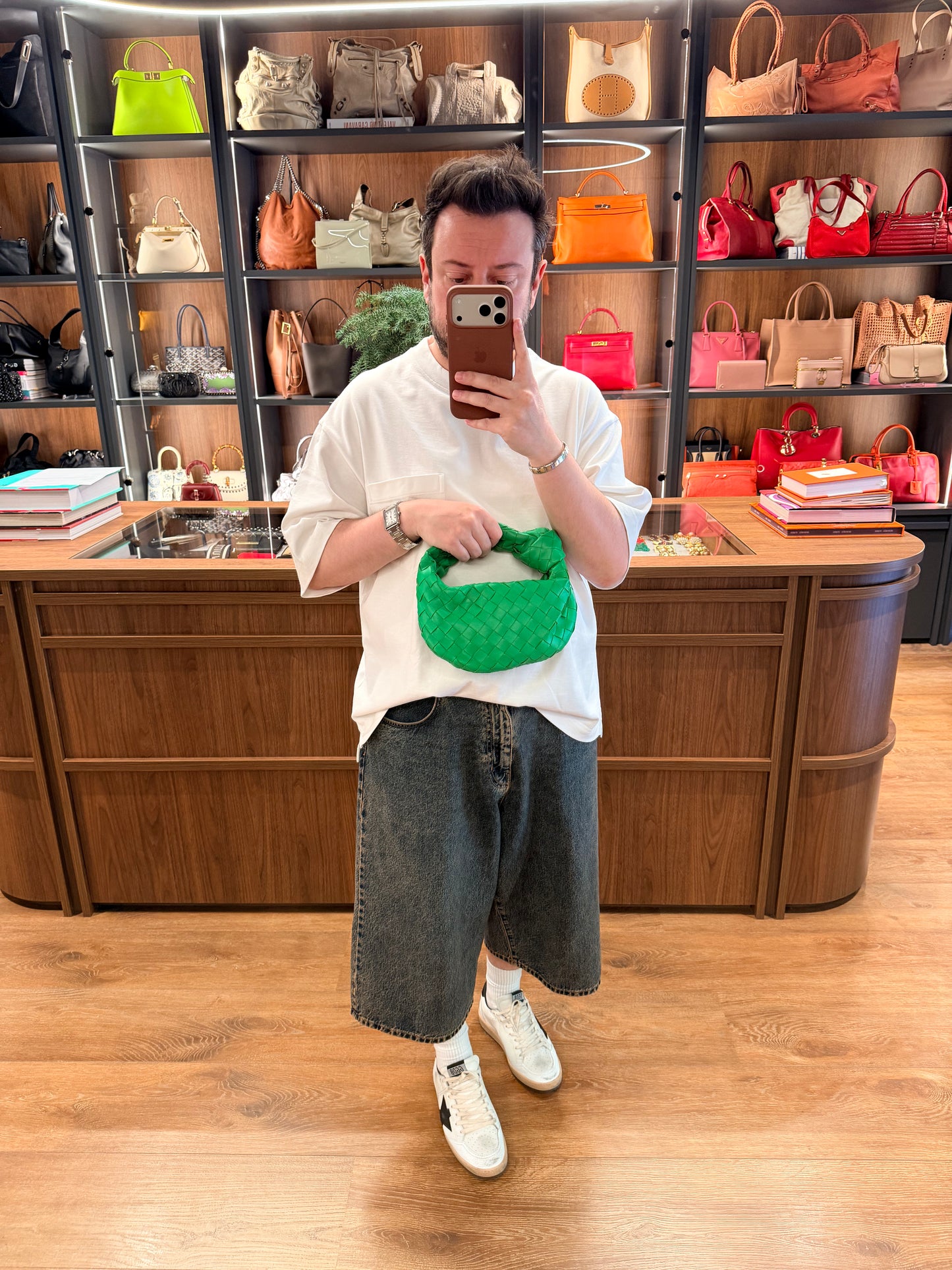 BOTTEGA VENETA GREEN MINI JODIE HANDBAG