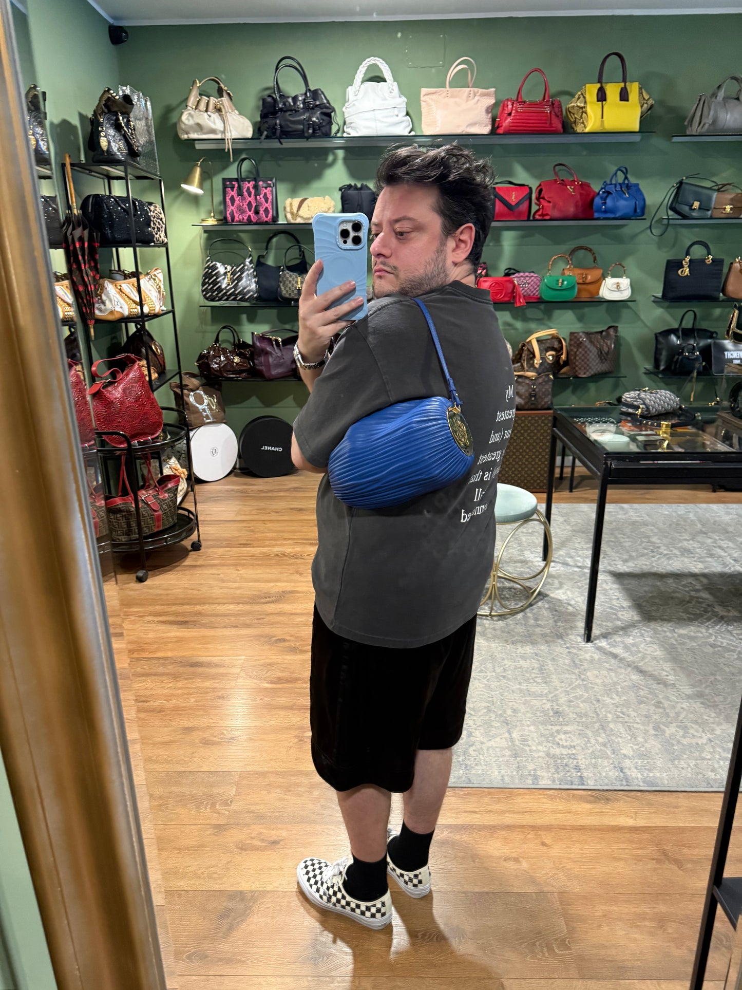 LOEWE ROYAL BLUE BRACELET POUCH SHOULDER BAG