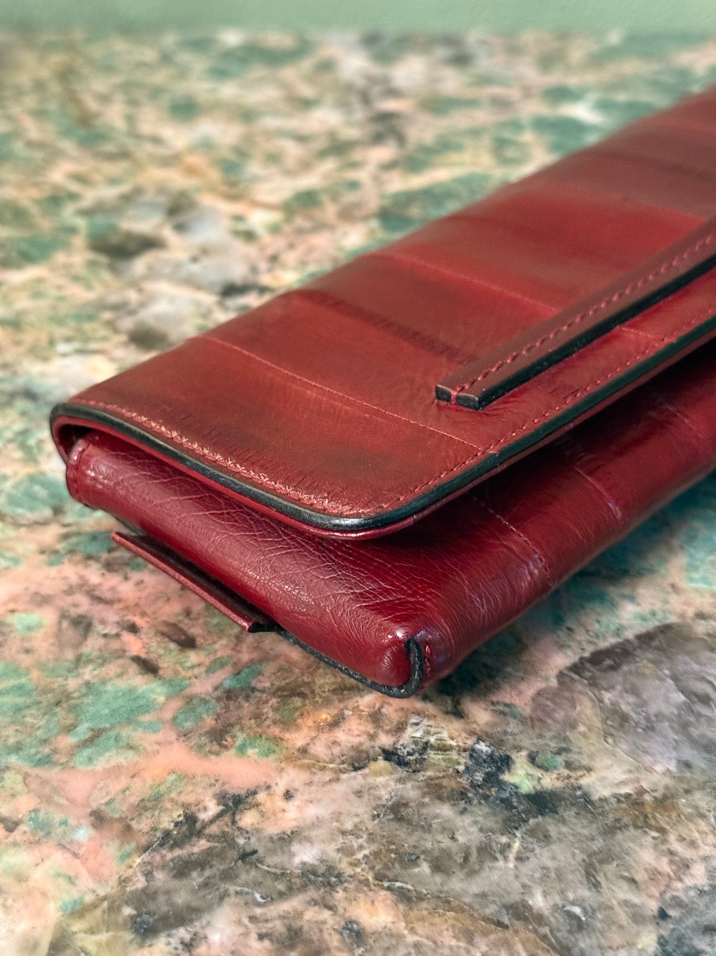 GUCCI RED EEL LONG CLUTCH