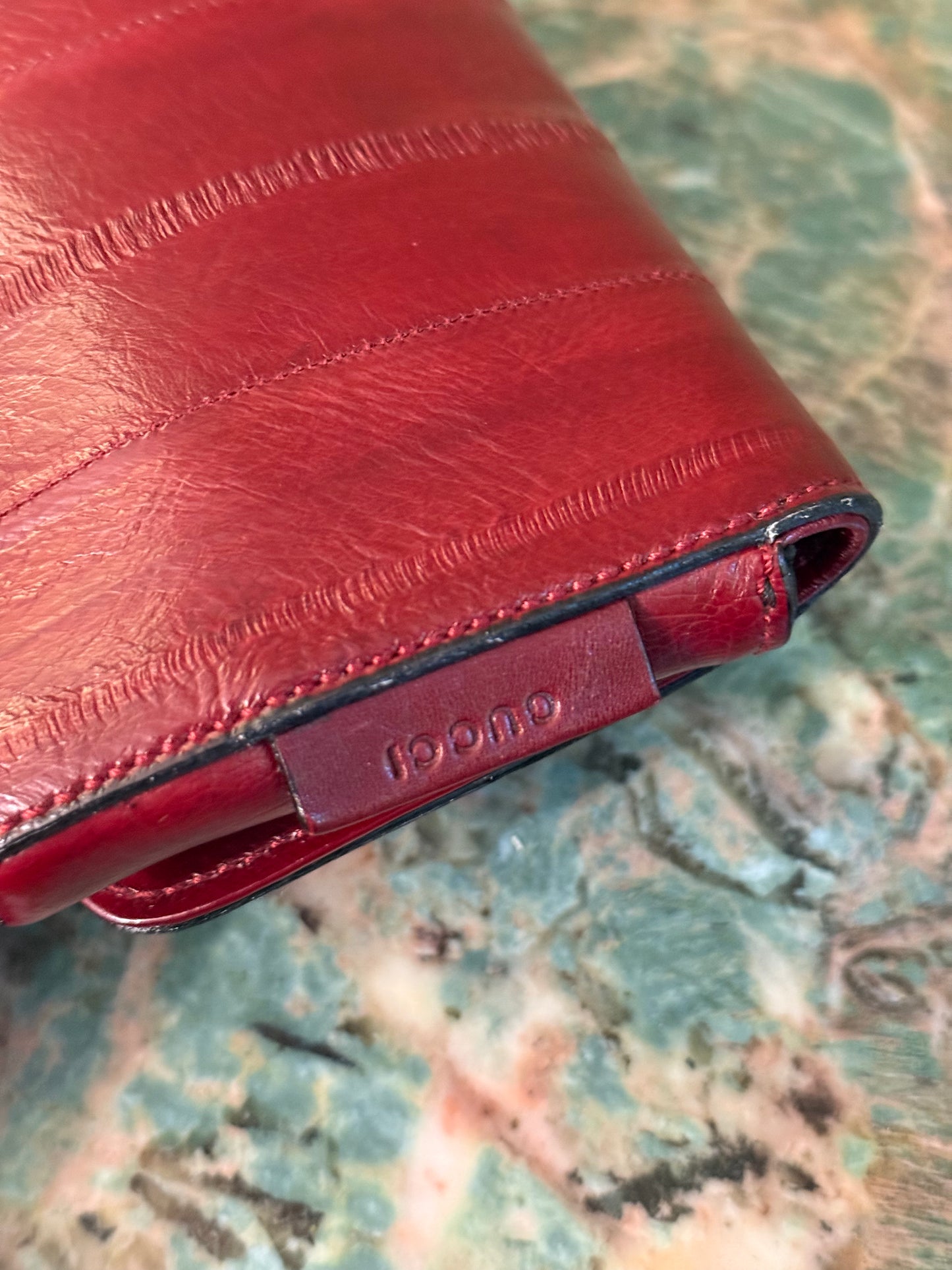 GUCCI RED EEL LONG CLUTCH