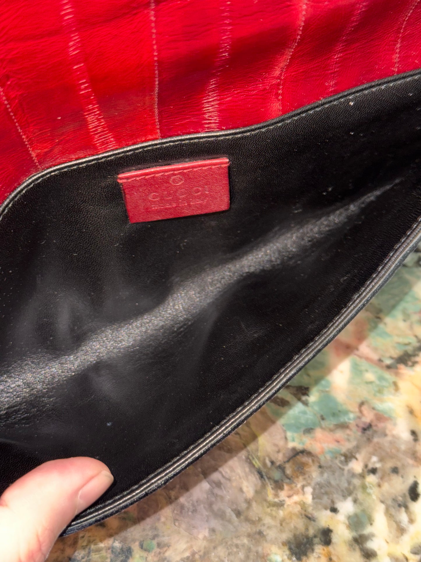 GUCCI RED EEL LONG CLUTCH