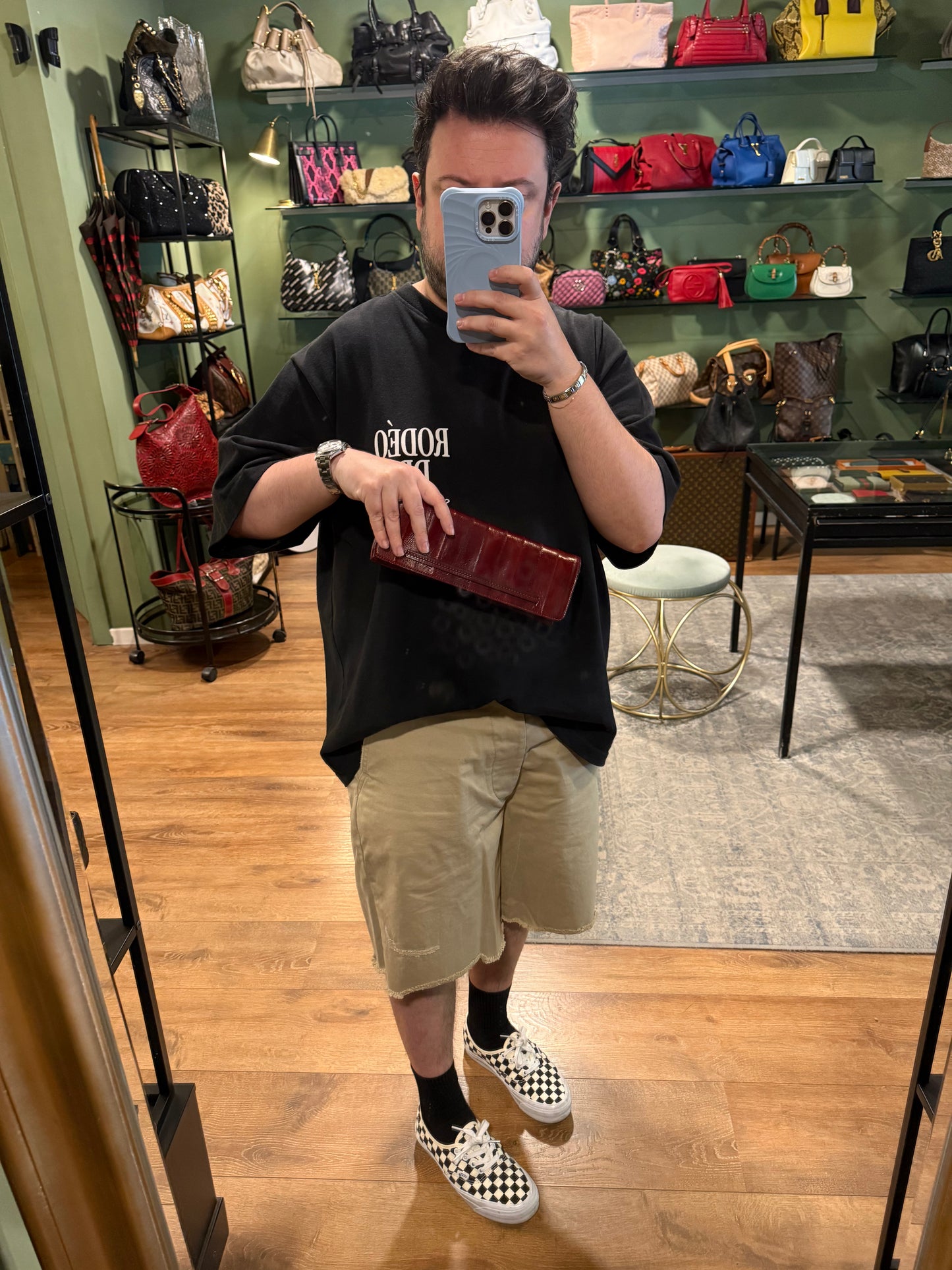 GUCCI RED EEL LONG CLUTCH