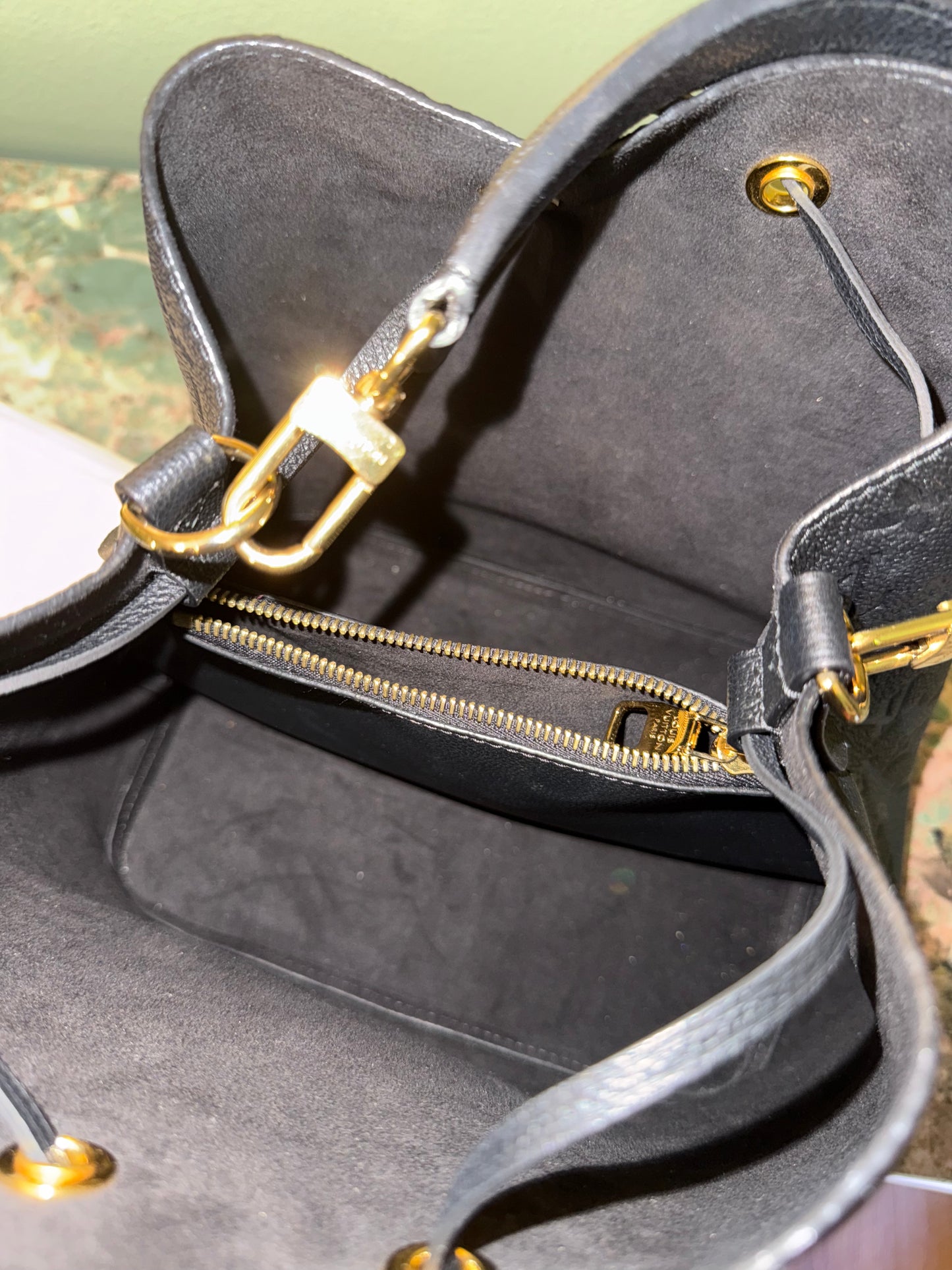 LOUIS VUITTON BLACK EMPREINTE NEO NOE SHOULDER BAG