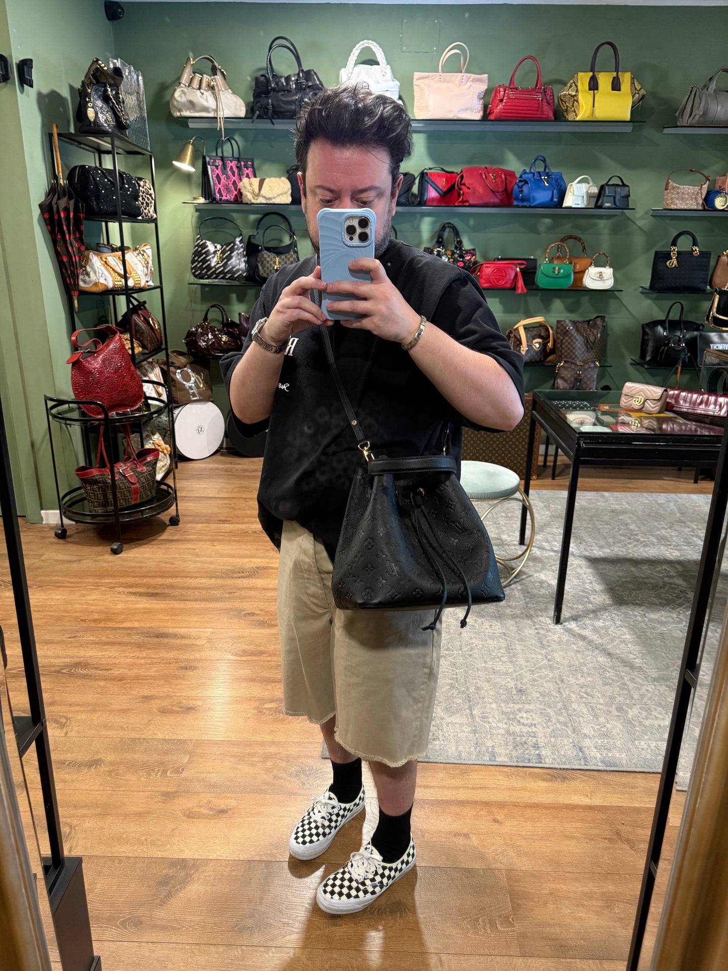 LOUIS VUITTON BLACK EMPREINTE NEO NOE SHOULDER BAG