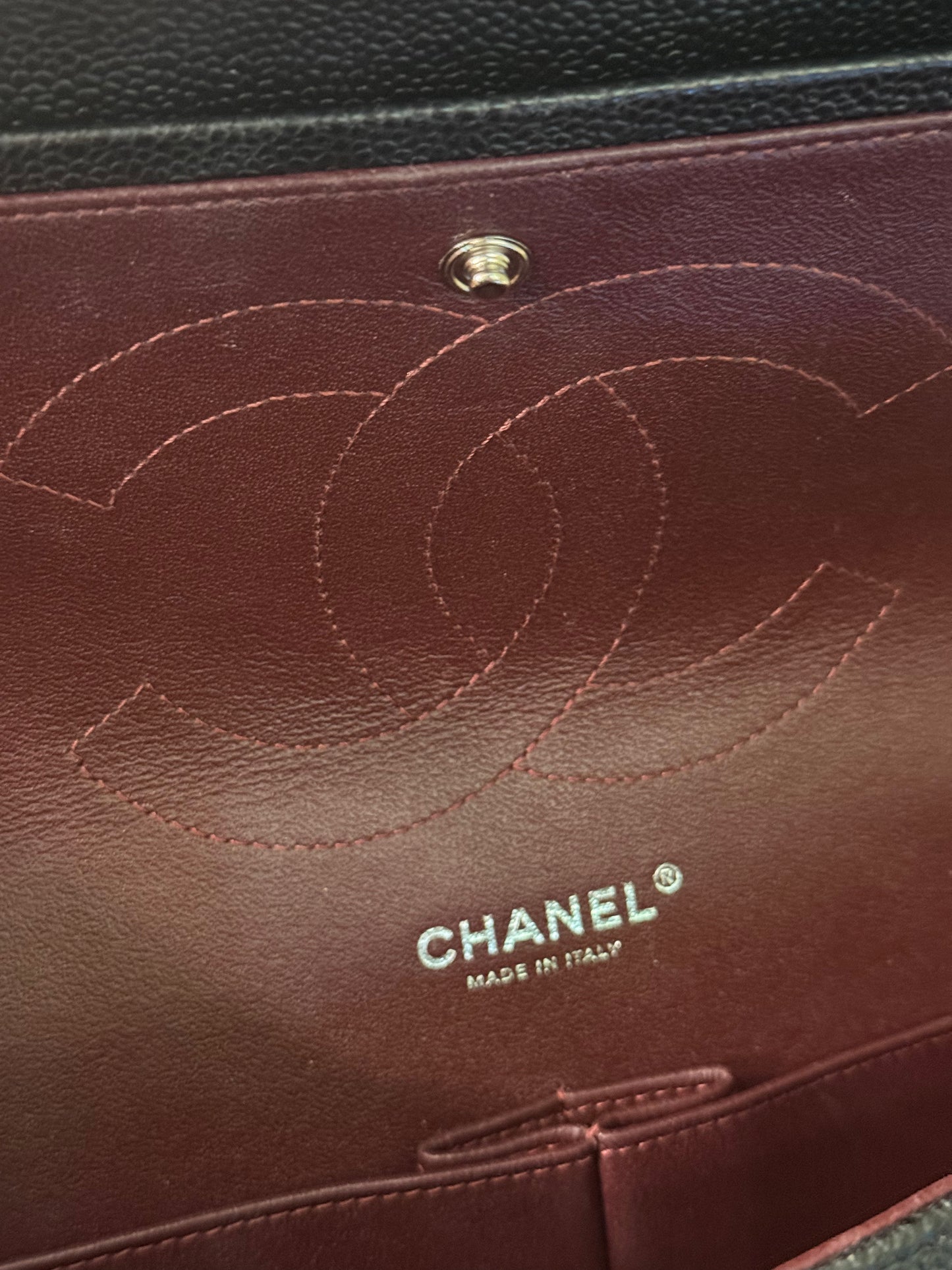 CHANEL BLACK CAVIAR JUMBO CLASSIC DOUBLE FLAP TIMELESS SHOULDER BAG