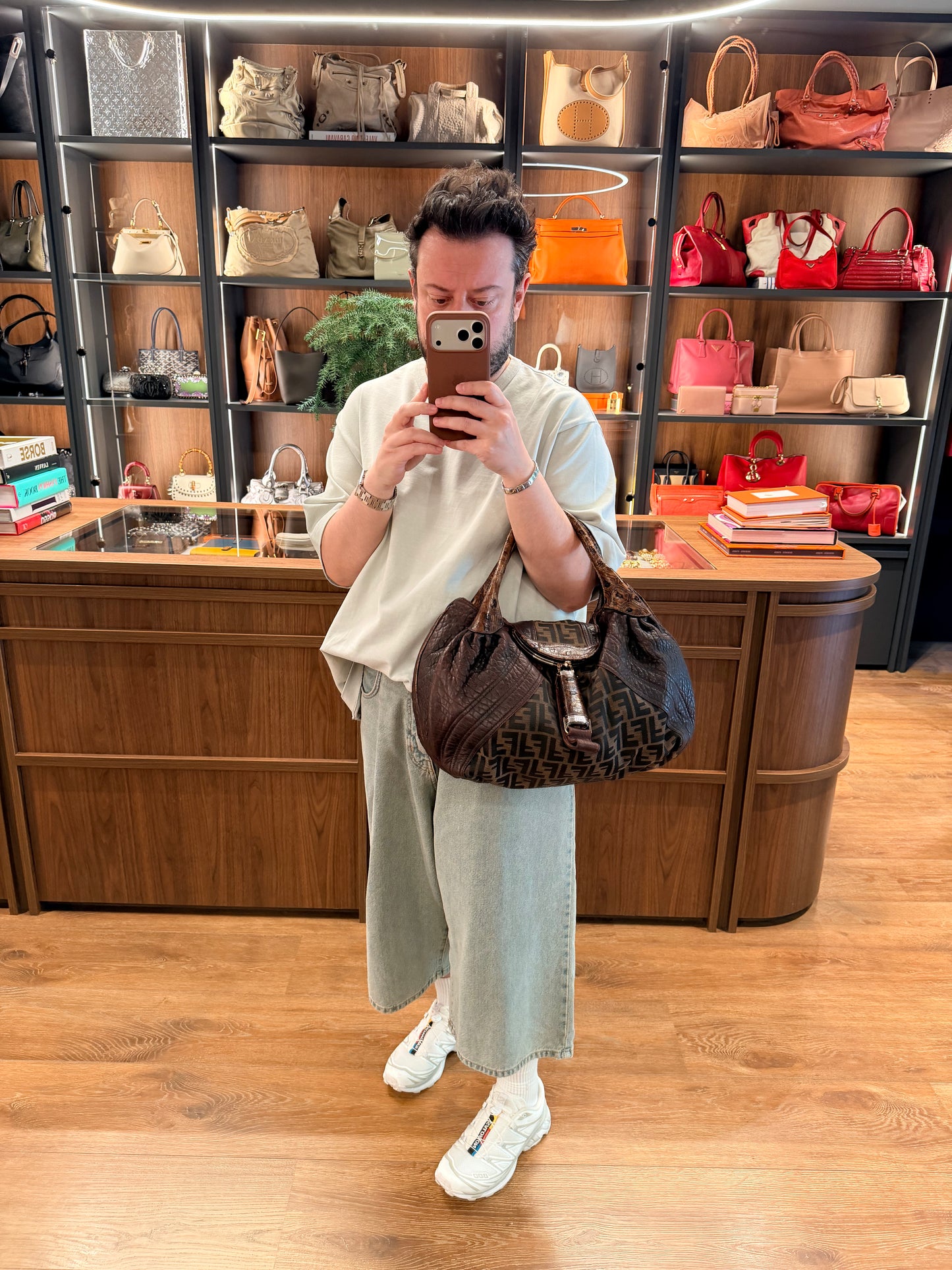 FENDI ZUCCA LARGE SPY HANDBAG