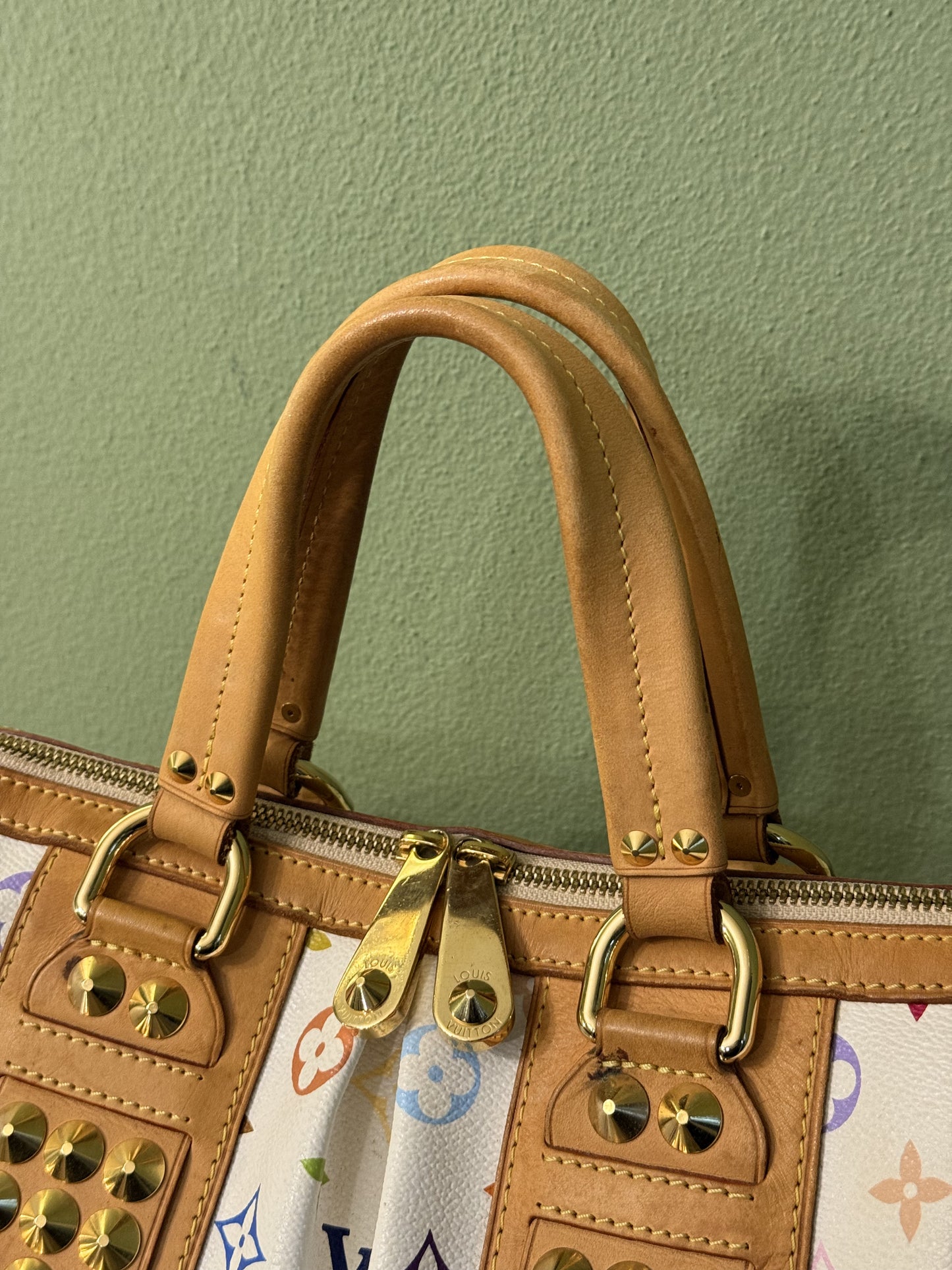 TAKASHI MURAKAMI X LOUIS VUITTON WHITE MULTICOLOR COURTNEY MM HANDBAG