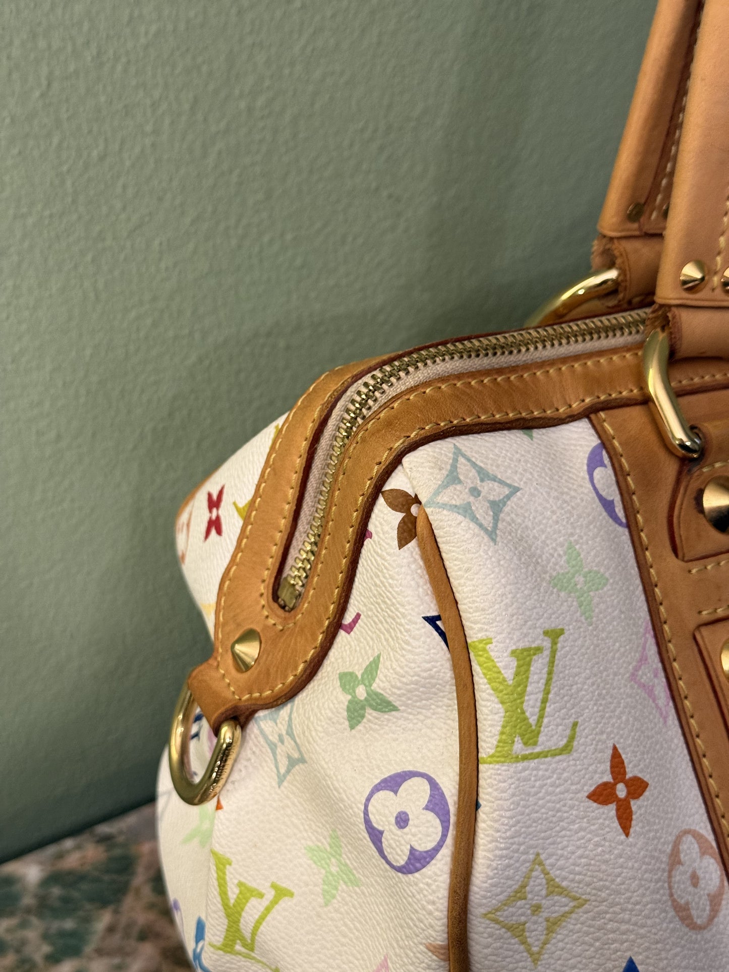 TAKASHI MURAKAMI X LOUIS VUITTON WHITE MULTICOLOR COURTNEY MM HANDBAG