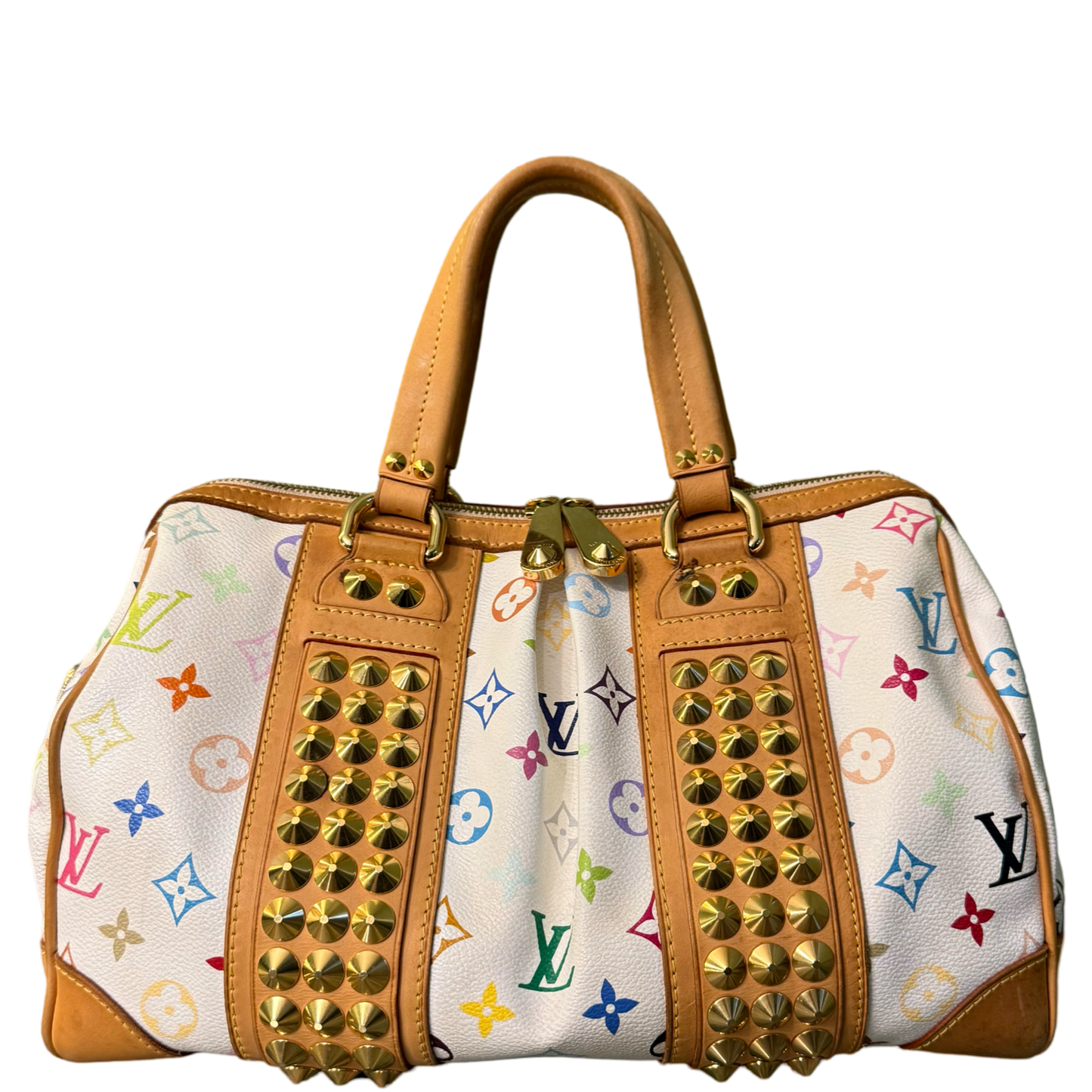 TAKASHI MURAKAMI X LOUIS VUITTON WHITE MULTICOLOR COURTNEY MM HANDBAG