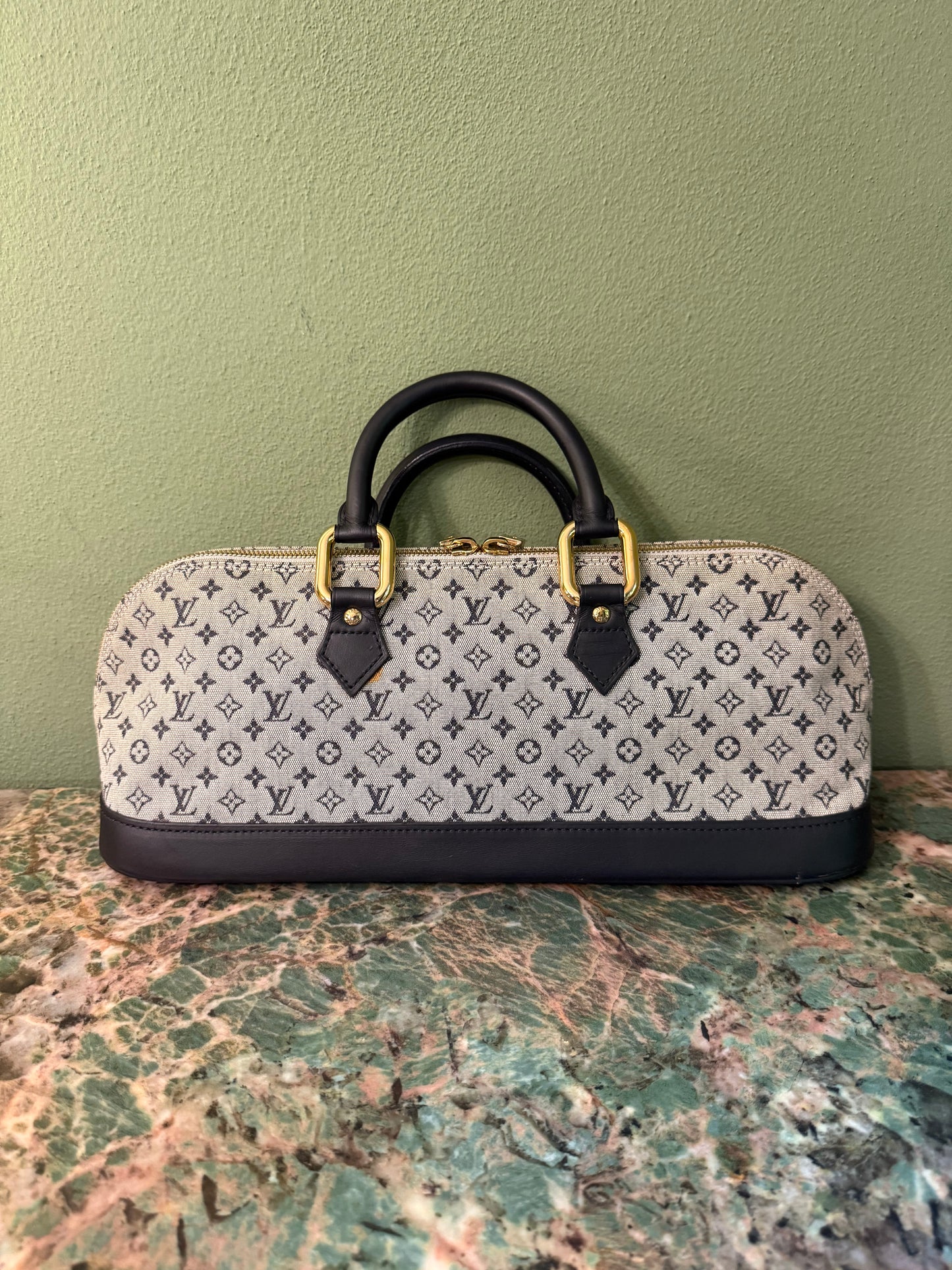 LOUIS VUITTON NAVY MONOGRAM IDYLLE EAST WEST ALMA HANDBAG