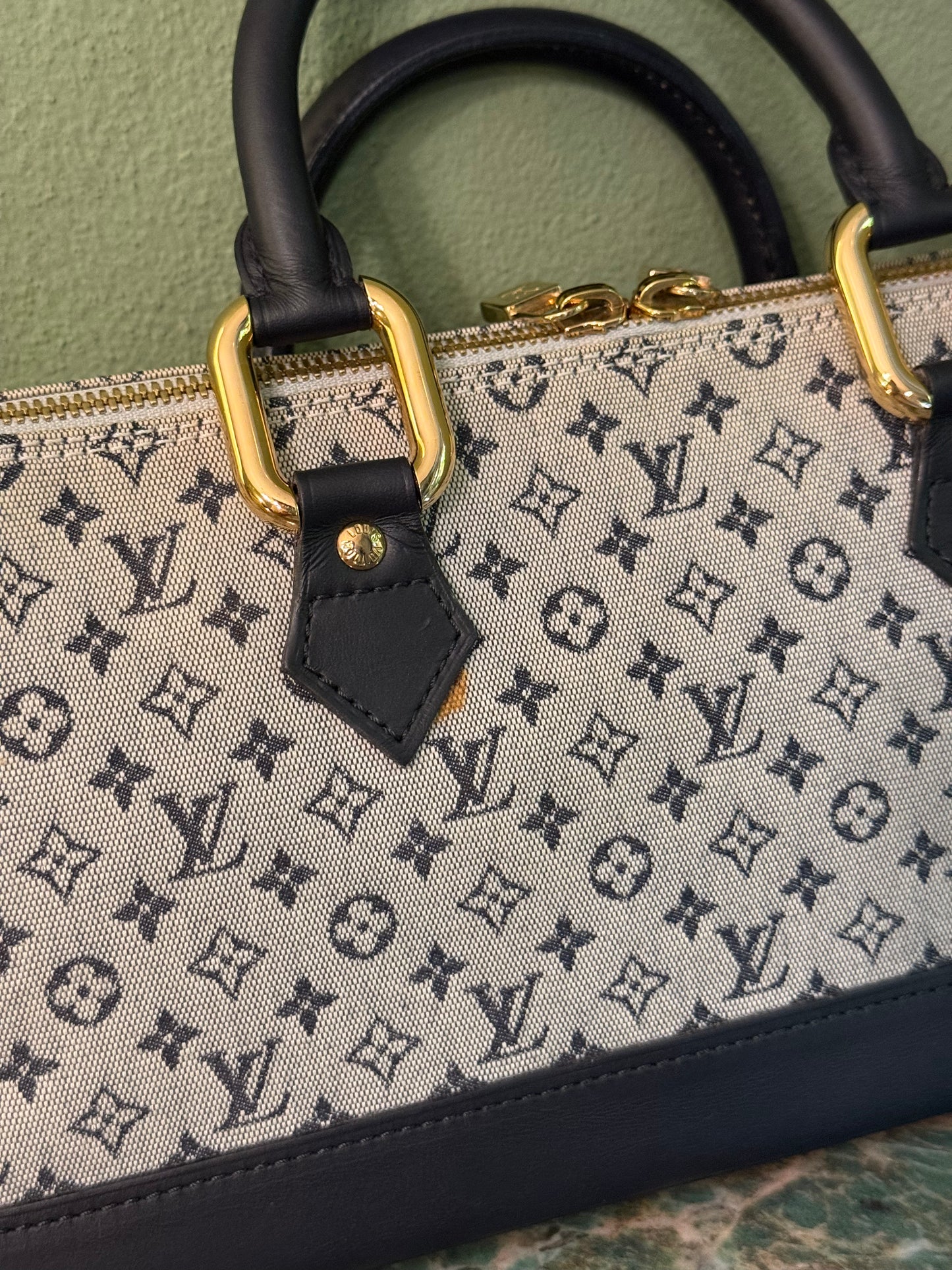 LOUIS VUITTON NAVY MONOGRAM IDYLLE EAST WEST ALMA HANDBAG