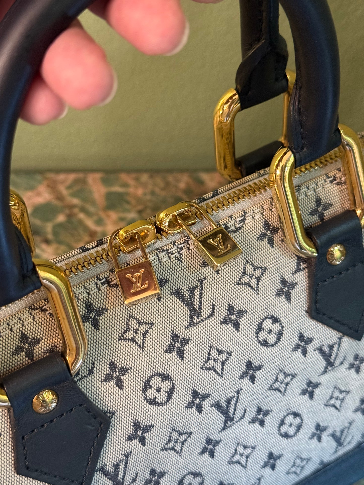 LOUIS VUITTON NAVY MONOGRAM IDYLLE EAST WEST ALMA HANDBAG