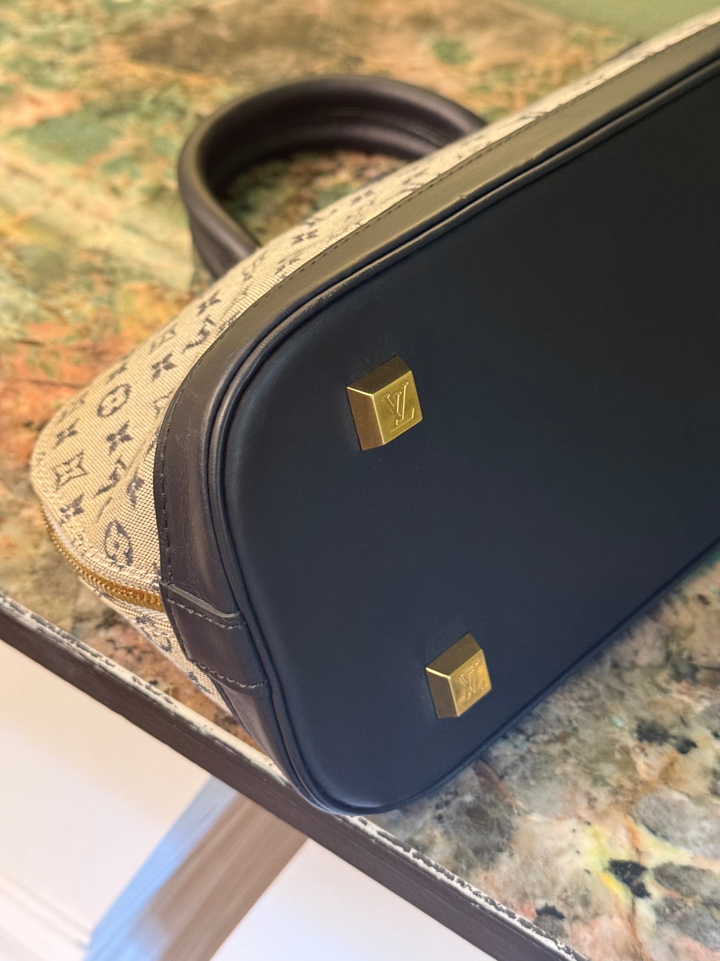 LOUIS VUITTON NAVY MONOGRAM IDYLLE EAST WEST ALMA HANDBAG