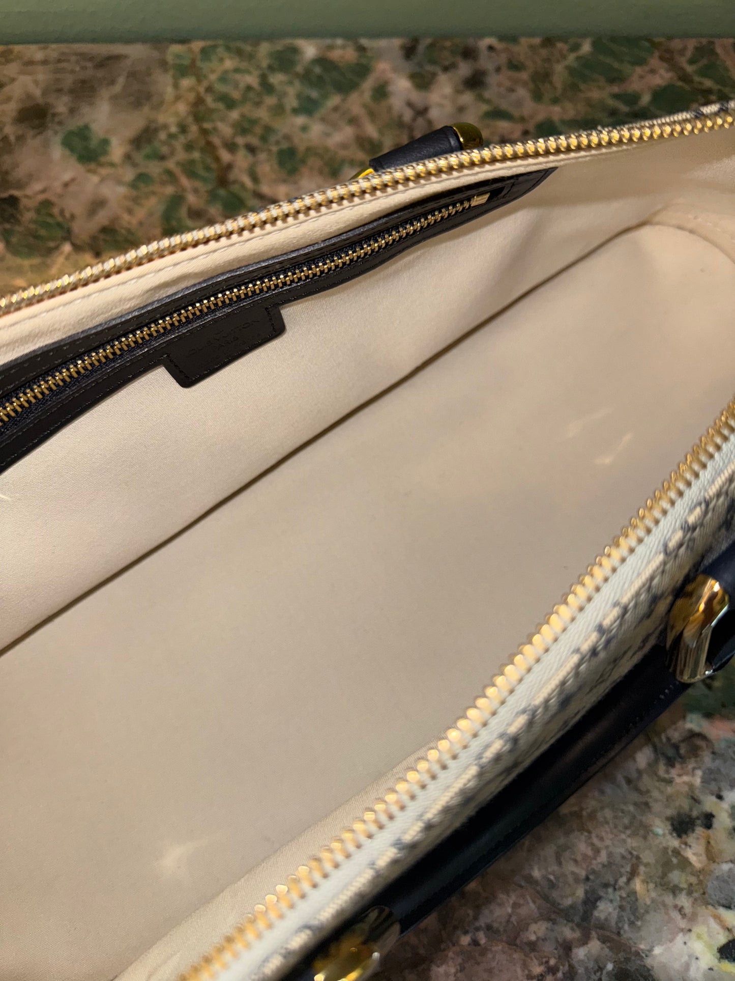 LOUIS VUITTON NAVY MONOGRAM IDYLLE EAST WEST ALMA HANDBAG