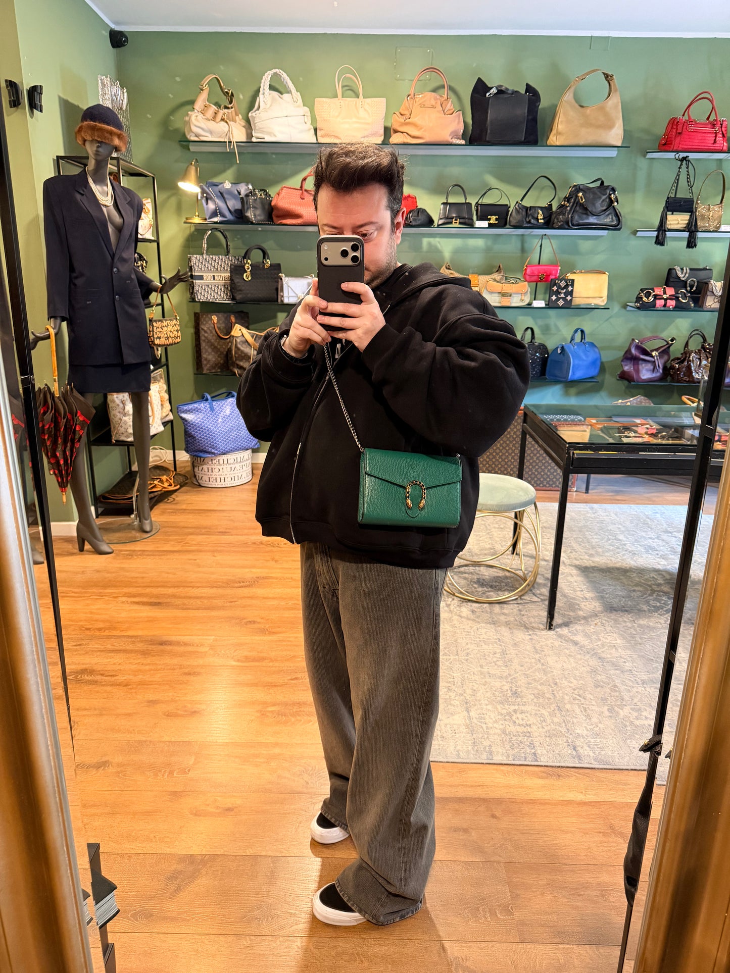 GUCCI GREEN DIONYSUS WALLET ON CHAIN