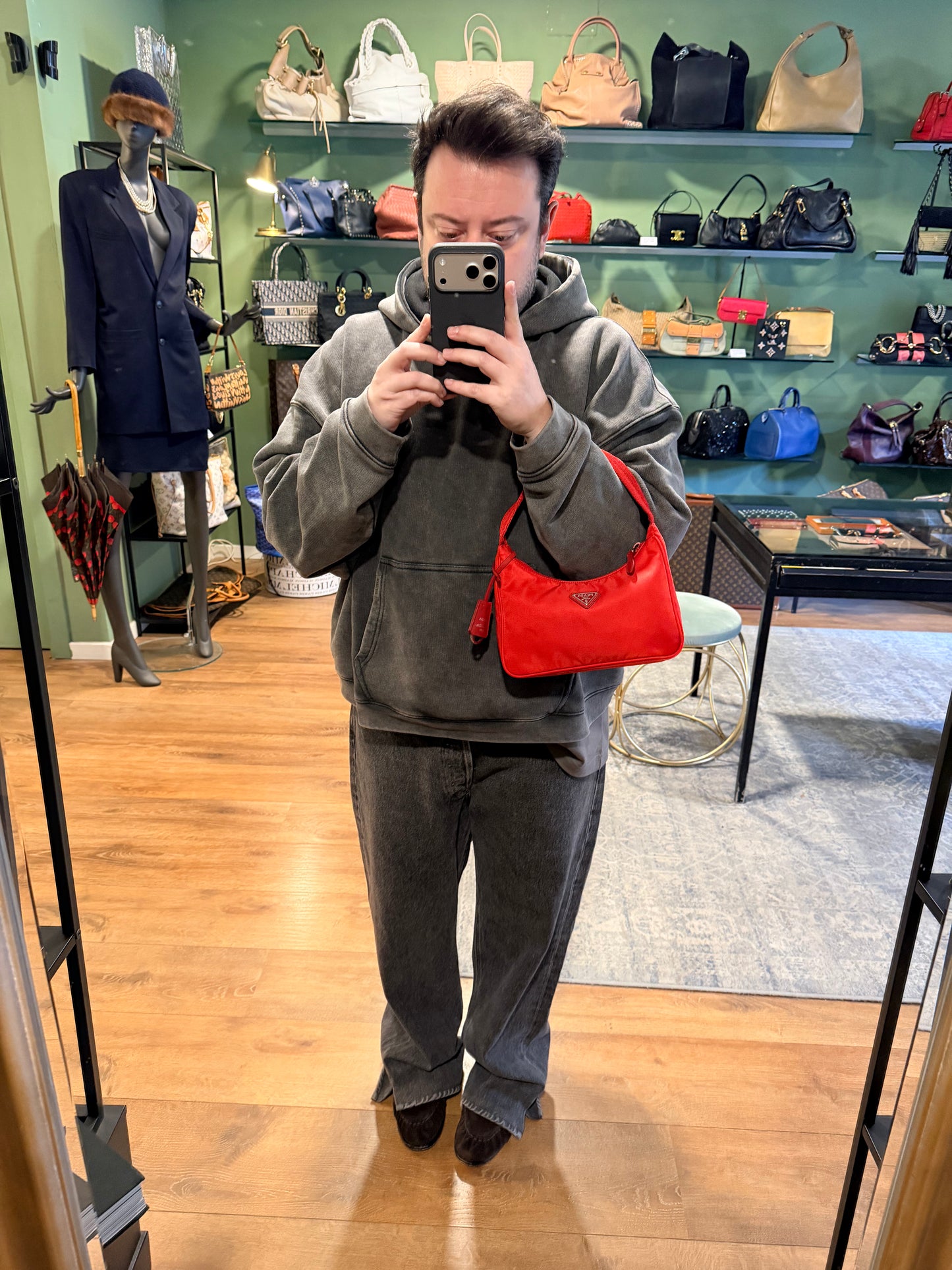 PRADA RED NYLON RE EDITION 2000 SHOULDER BAG