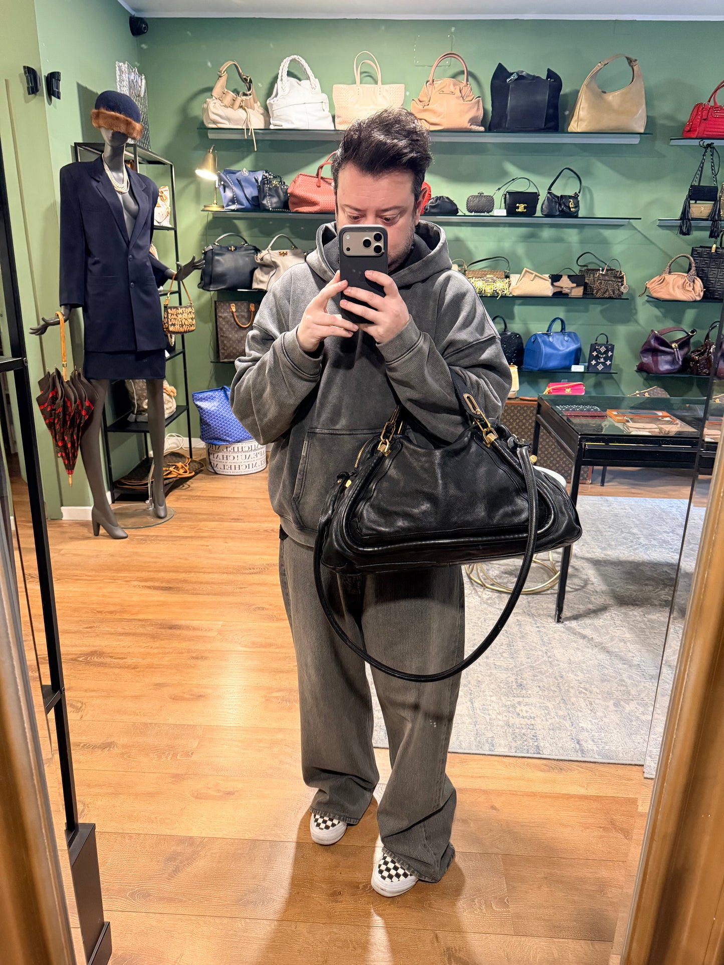 CHLOE LARGE BLACK PARATY HANDBAG