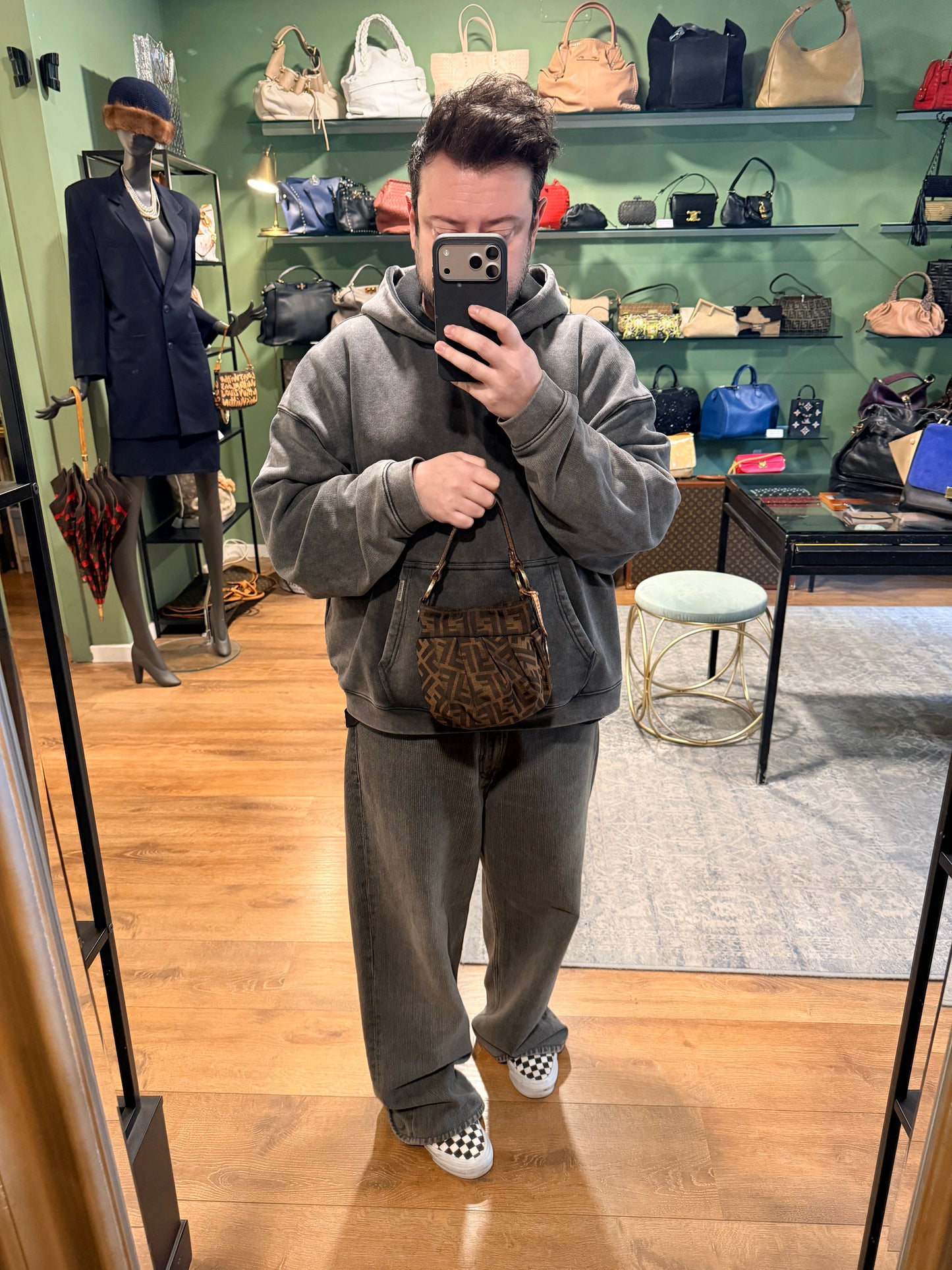 FENDI ZUCCA MINI CHEF BUCKET HANDBAG