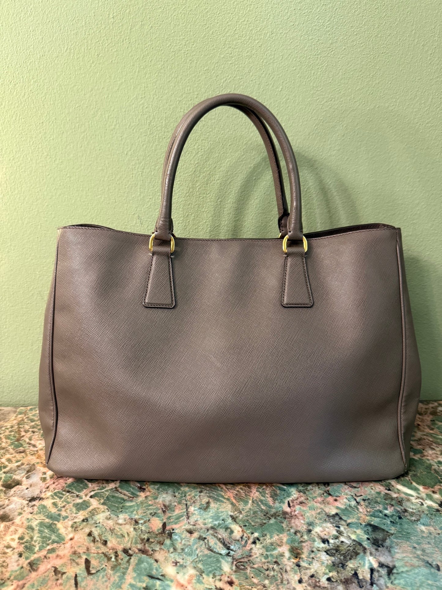 PRADA BROWN LARGE GALLERIA HANDBAG