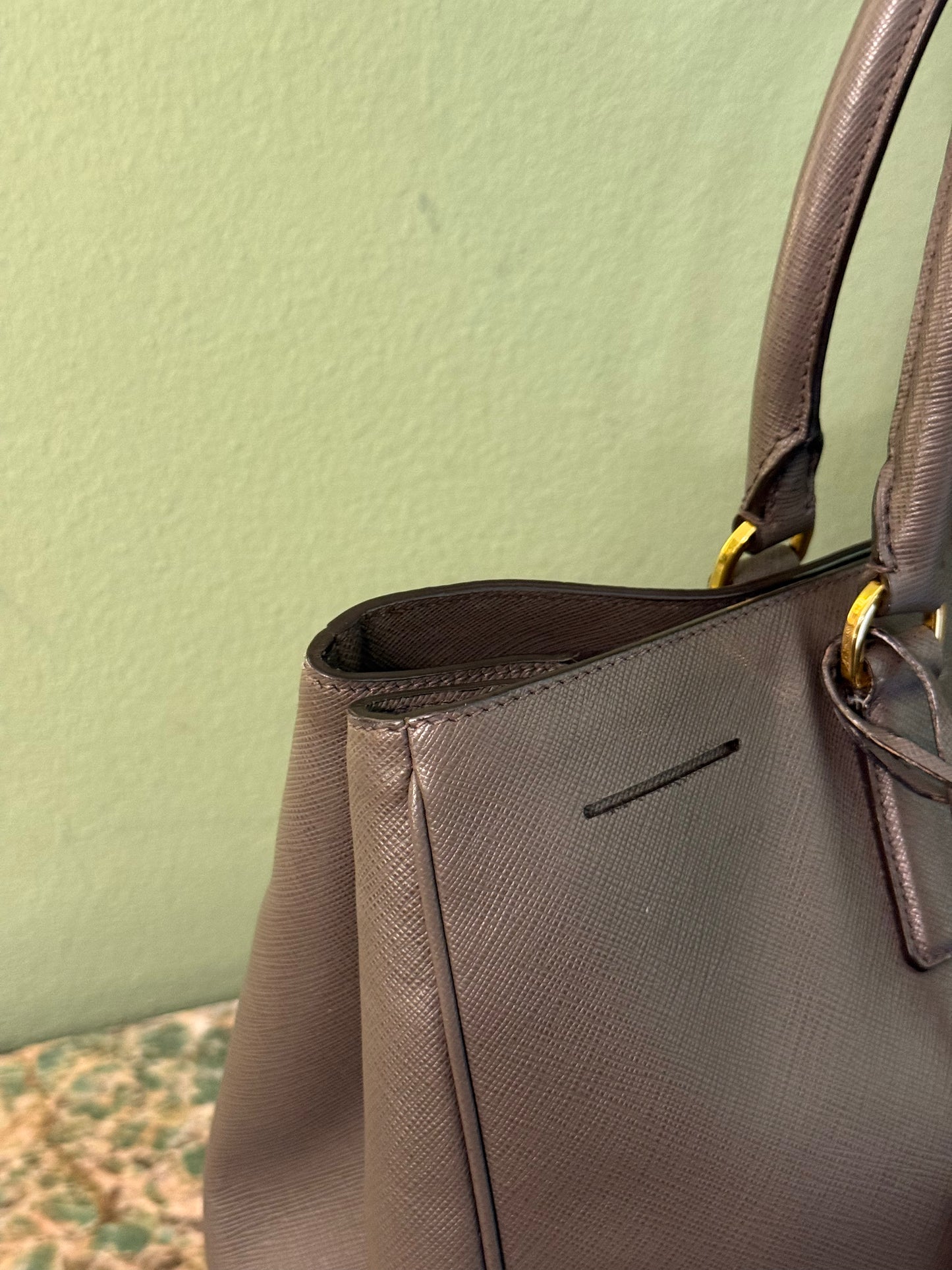 PRADA BROWN LARGE GALLERIA HANDBAG