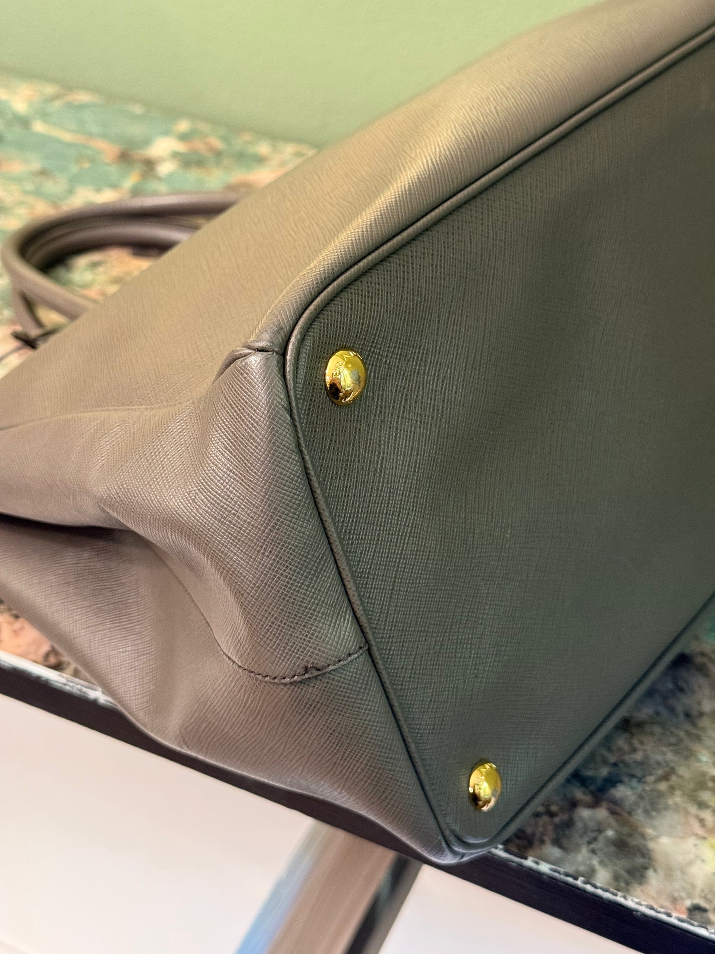 PRADA BROWN LARGE GALLERIA HANDBAG