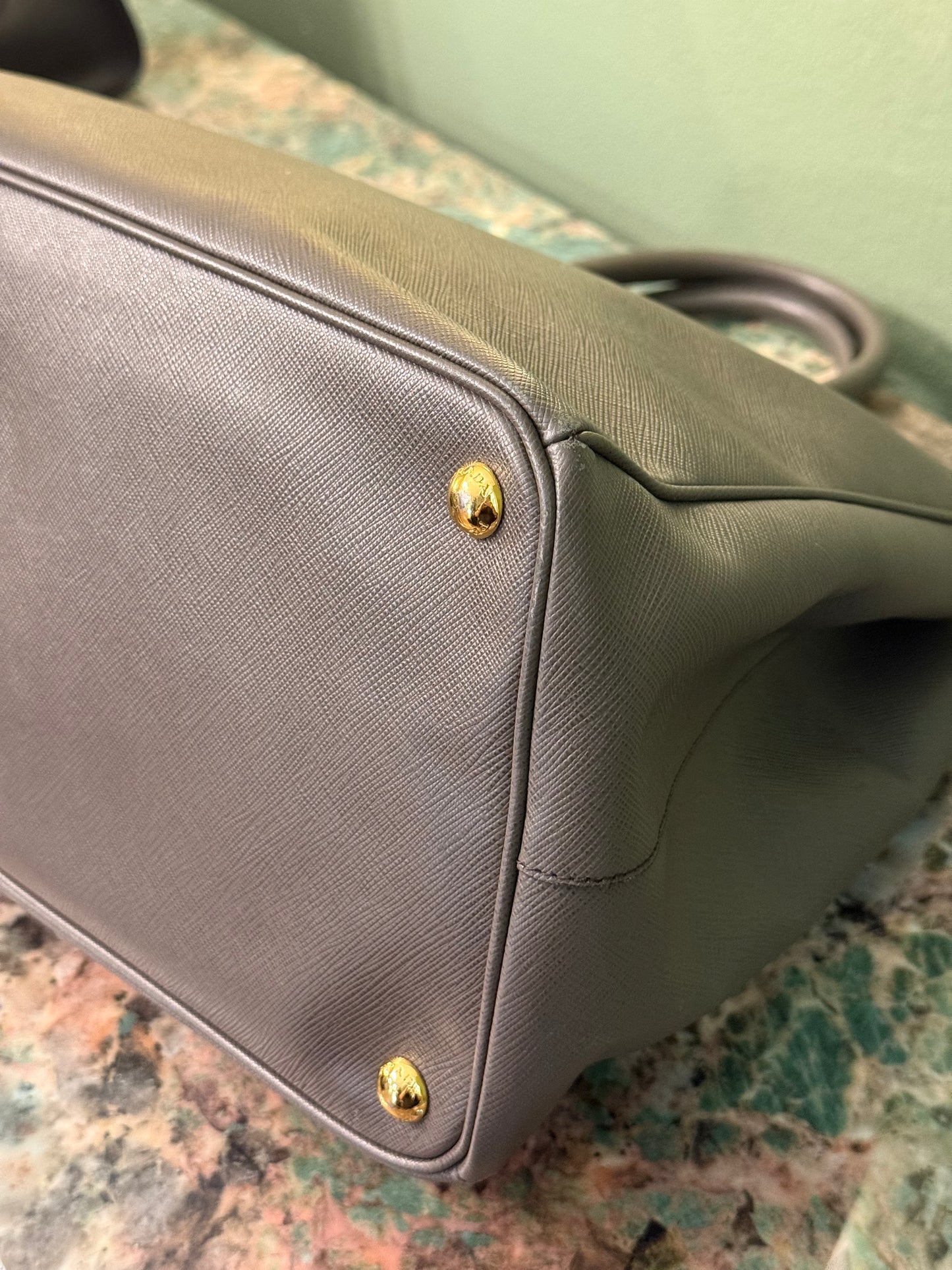 PRADA BROWN LARGE GALLERIA HANDBAG