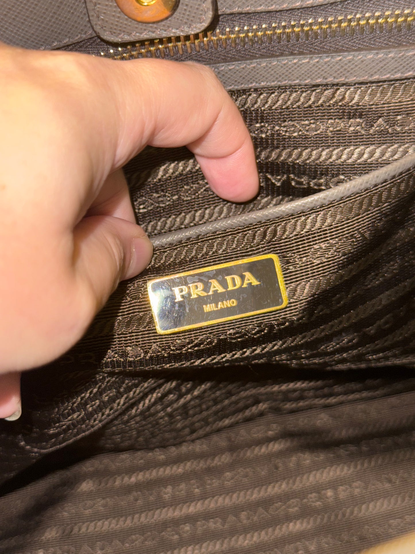 PRADA BROWN LARGE GALLERIA HANDBAG