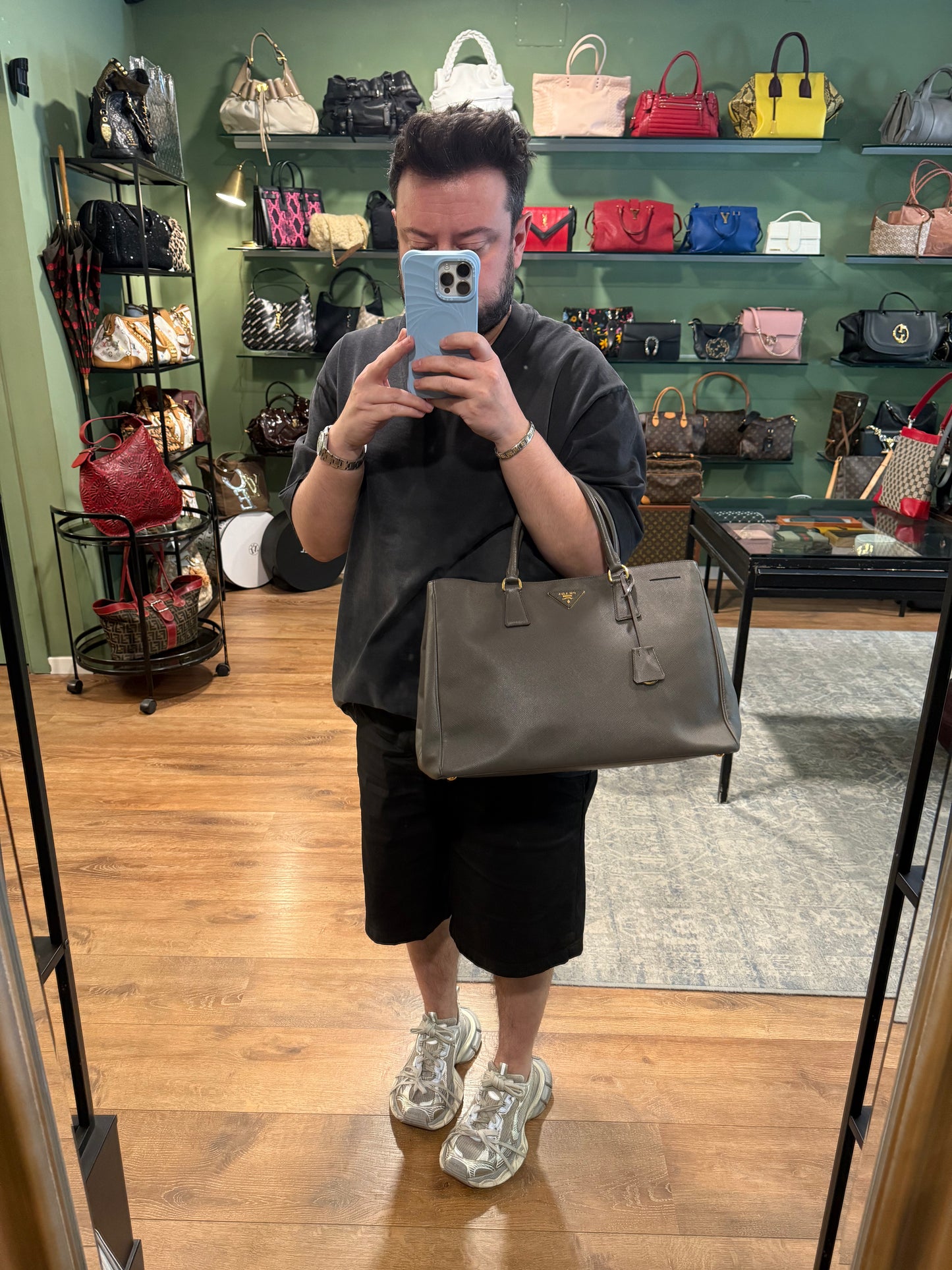 PRADA BROWN LARGE GALLERIA HANDBAG