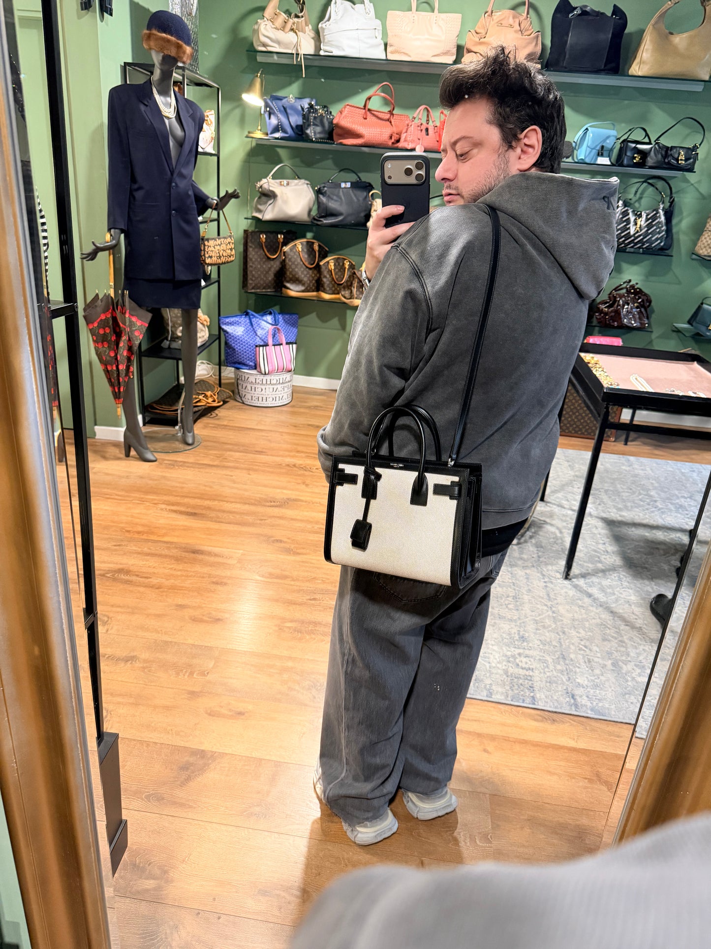 SAINT LAURENT BICOLOR BABY SAC DE JOUR HANDBAG