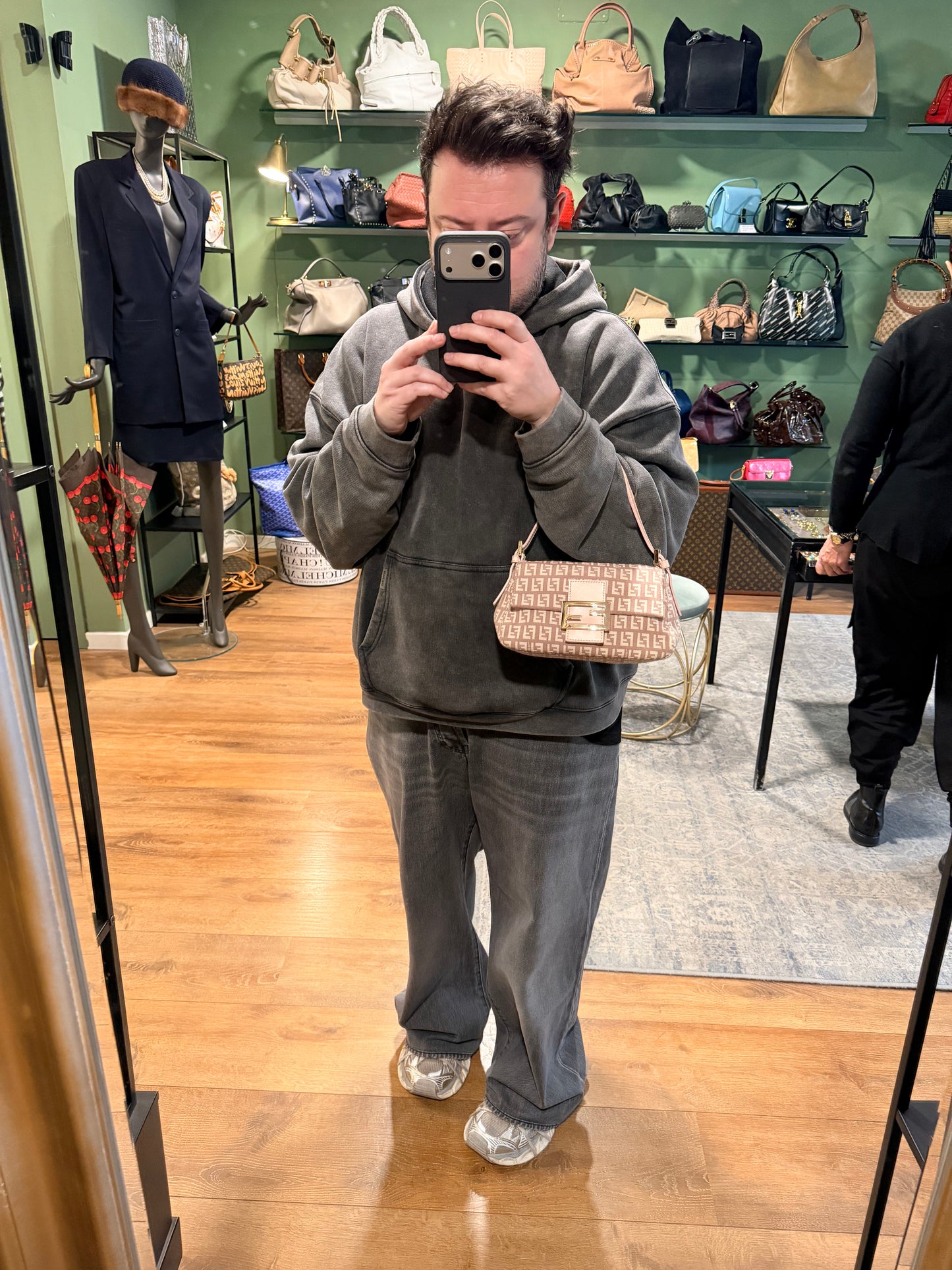 FENDI PINK ZUCCHINO MINI MAMA BAGUETTE SHOULDER BAG