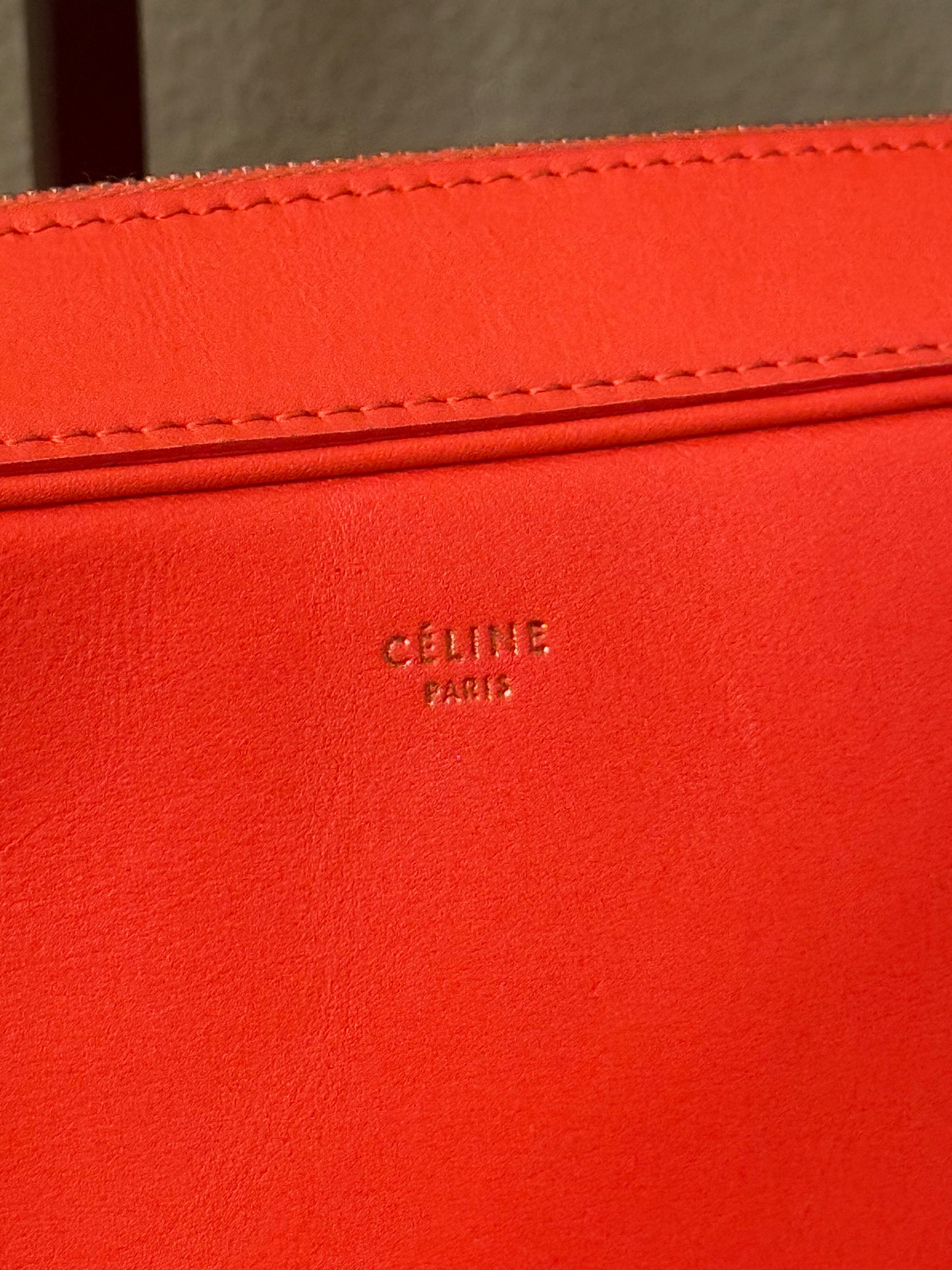 CELINE ORANGE SIDE LOCK DRAGONNE SHOULDER BAG