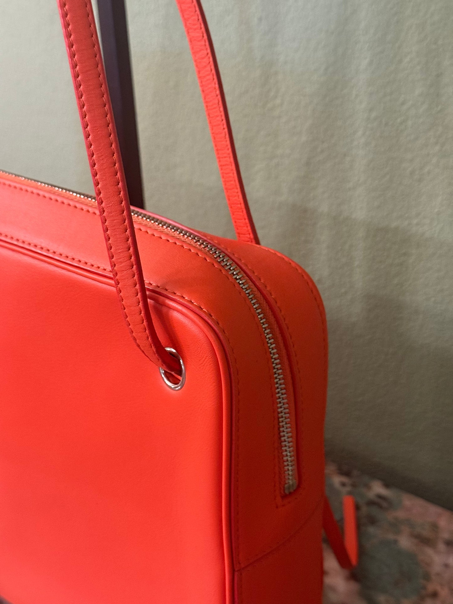 CELINE ORANGE SIDE LOCK DRAGONNE SHOULDER BAG