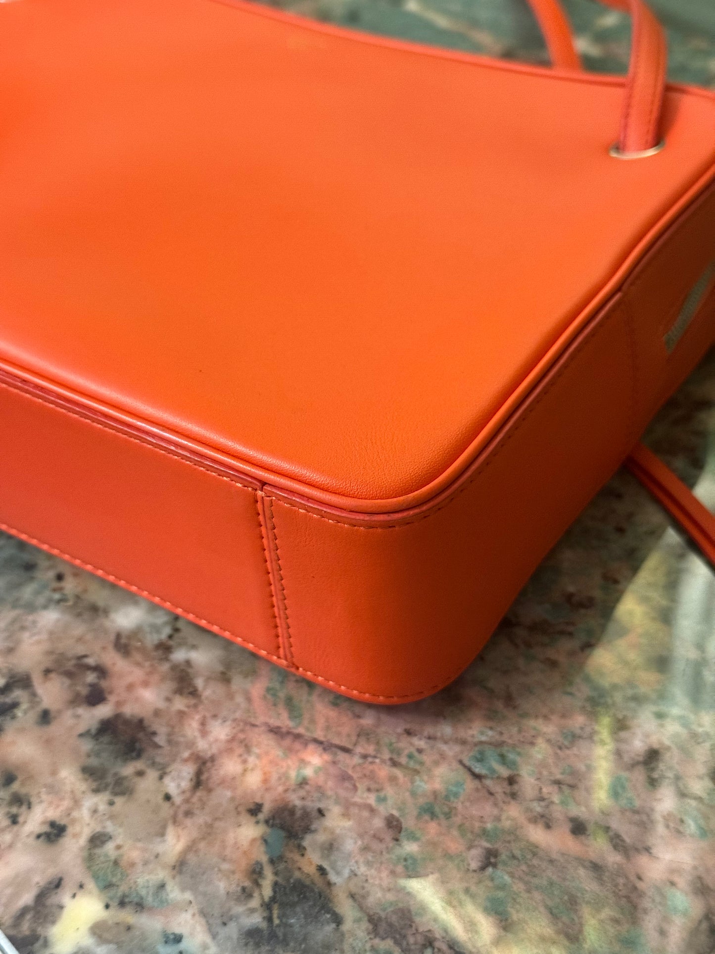 CELINE ORANGE SIDE LOCK DRAGONNE SHOULDER BAG