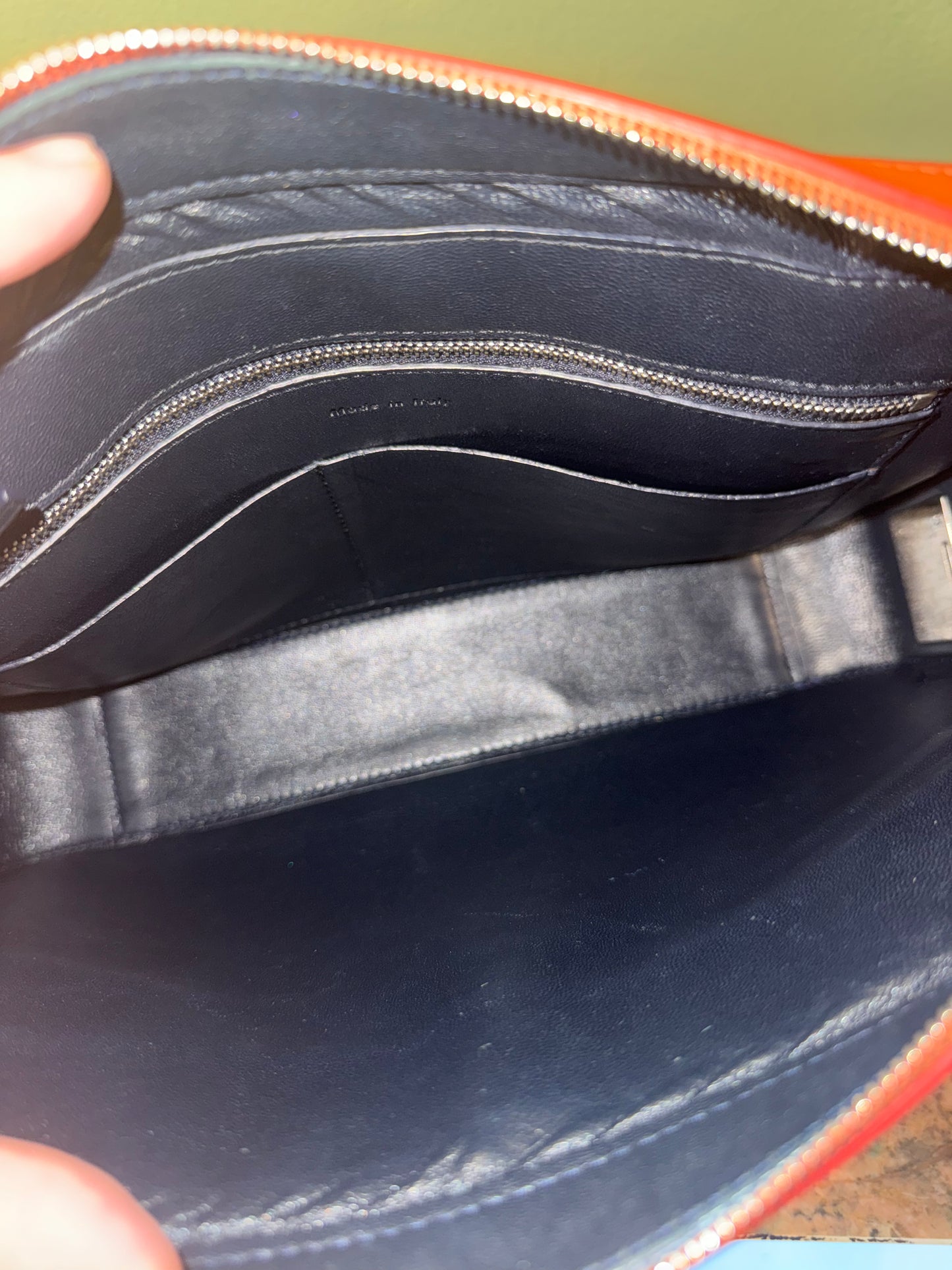 CELINE ORANGE SIDE LOCK DRAGONNE SHOULDER BAG