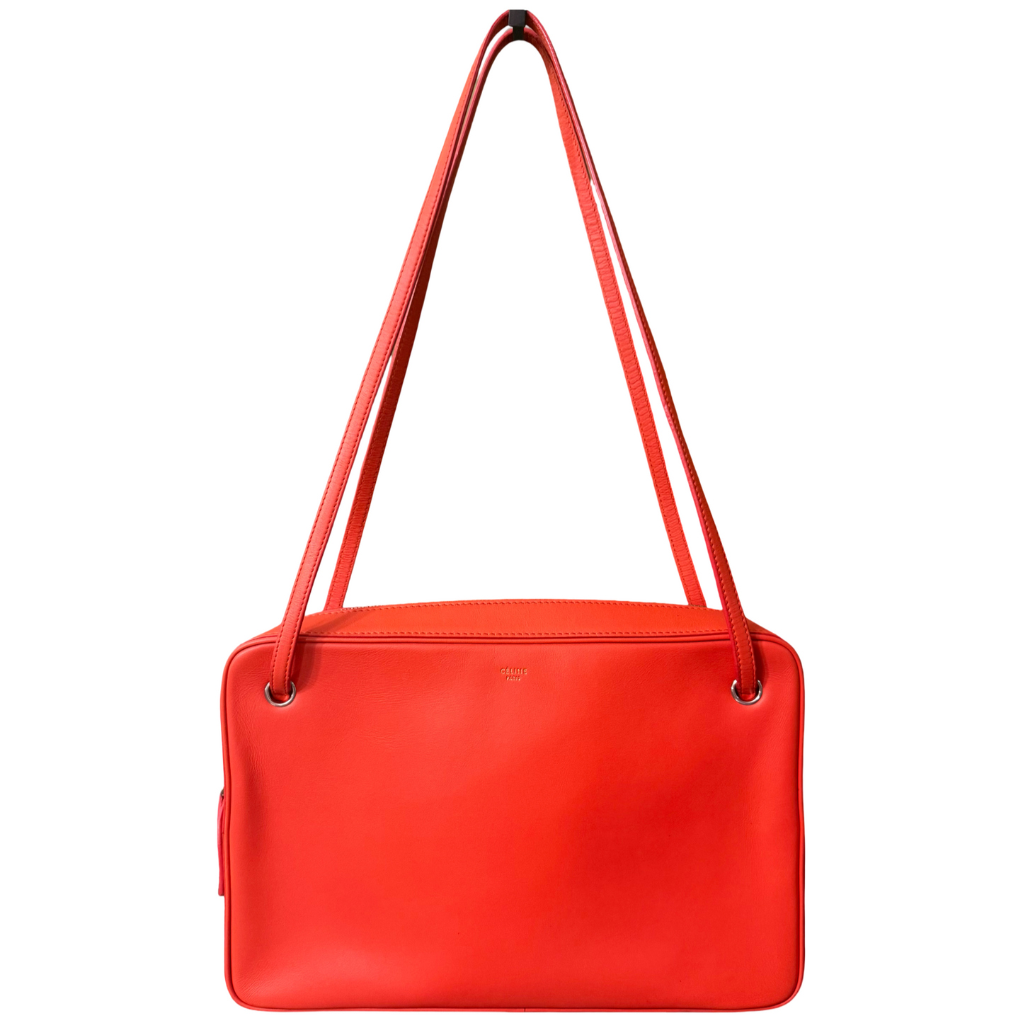 CELINE ORANGE SIDE LOCK DRAGONNE SHOULDER BAG