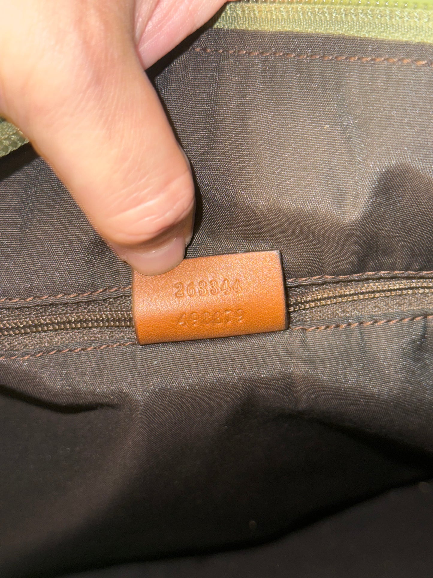 GUCCI ARMY GREEN MONOGRAM LARGE HOBO BAG