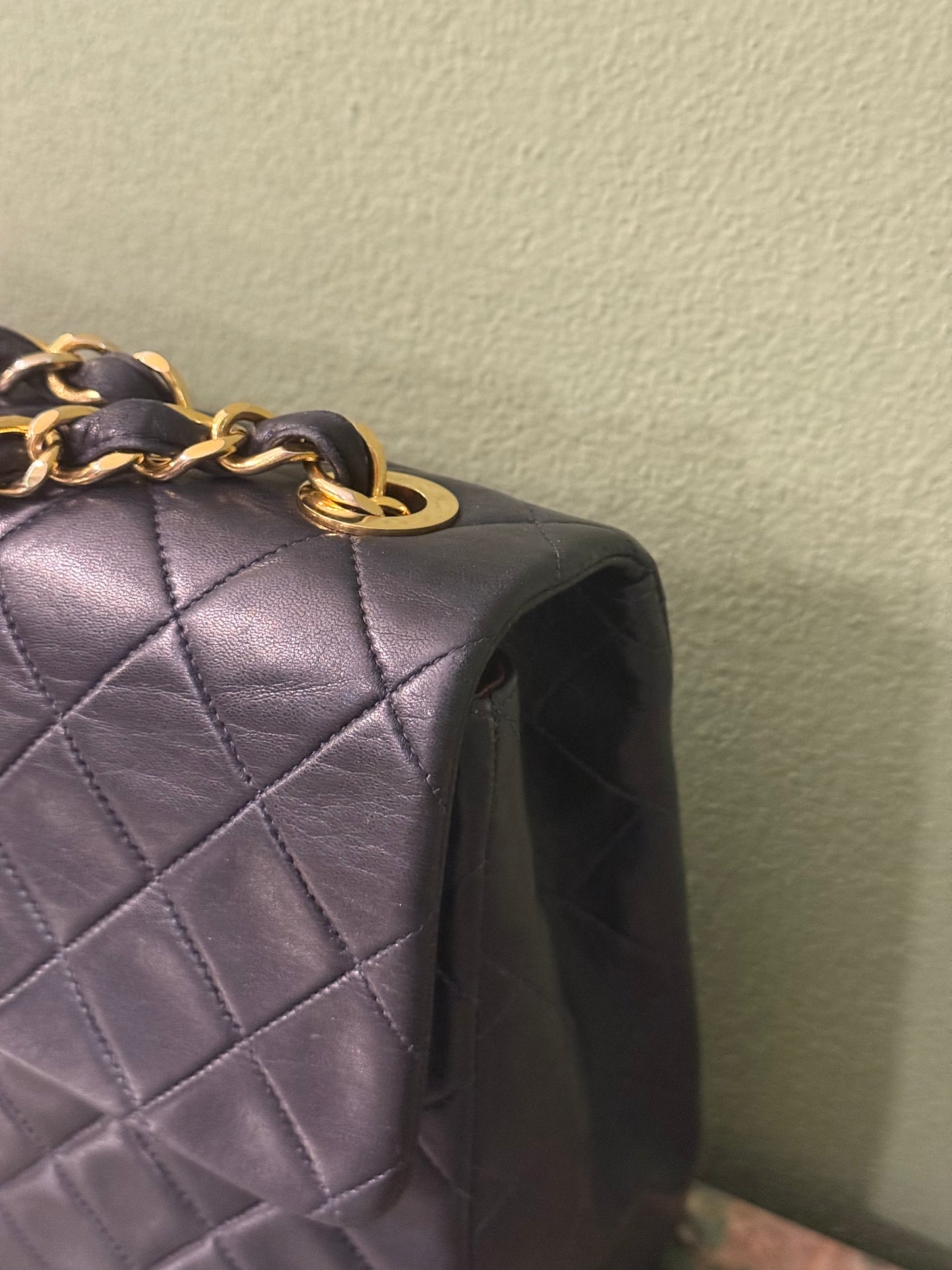 CHANEL DARK BLUE MAXI JUMBO BIG LOGO TIMELESS SINGLE FLAP SHOULDER BAG