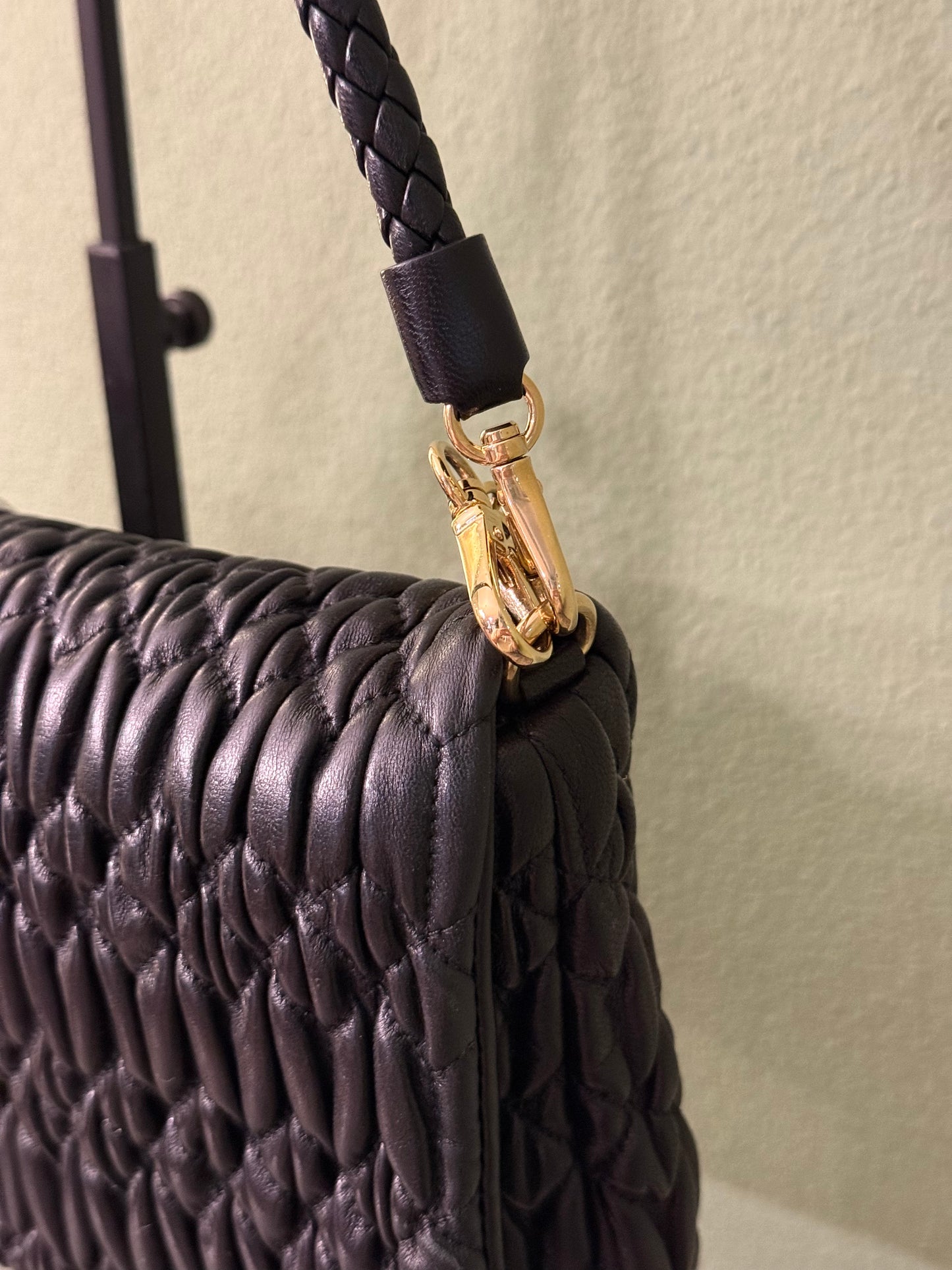 MIU MIU BLACK MATELASSE JEWEL CHAIN SHOULDER BAG
