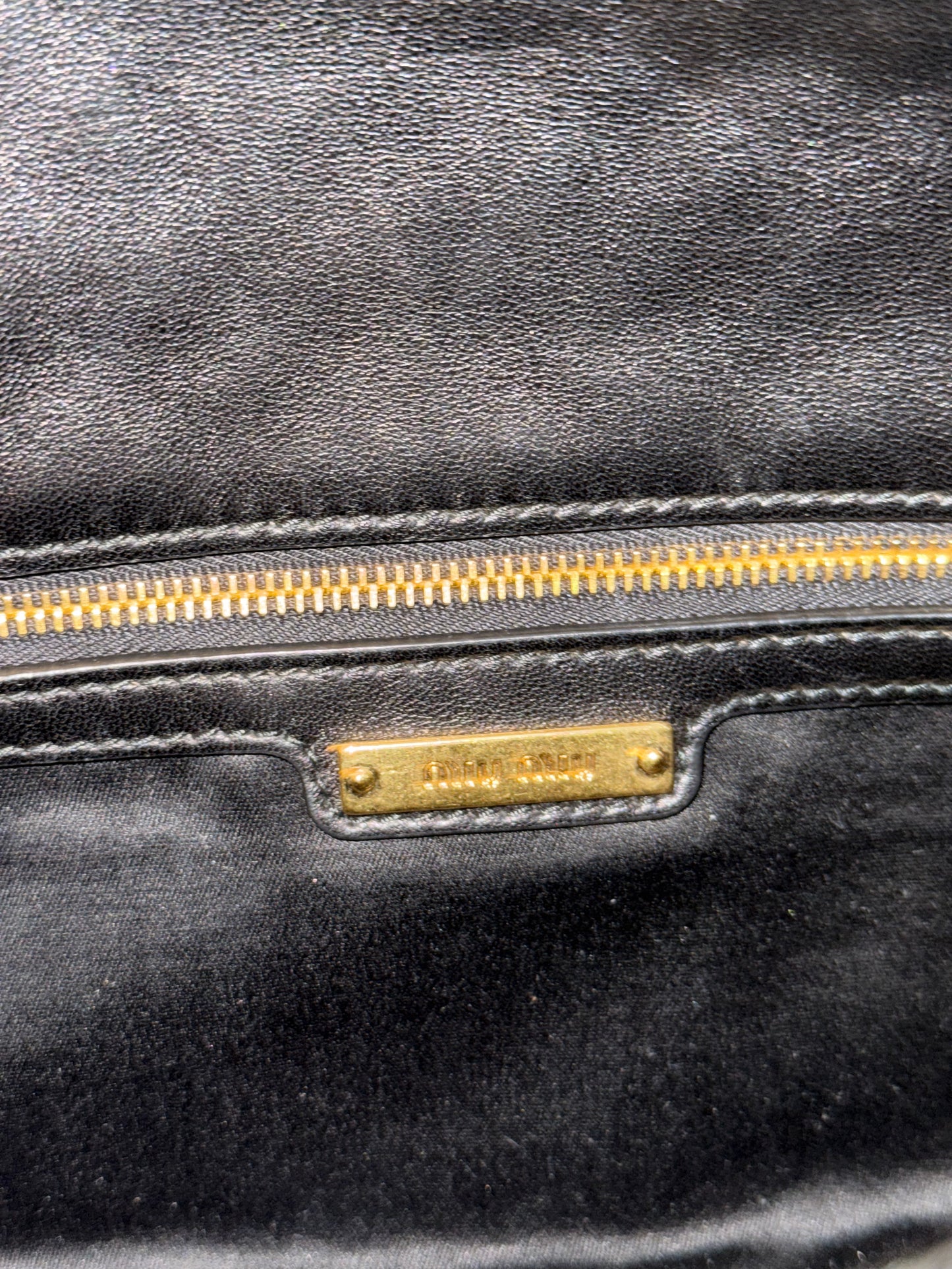 MIU MIU BLACK MATELASSE JEWEL CHAIN SHOULDER BAG
