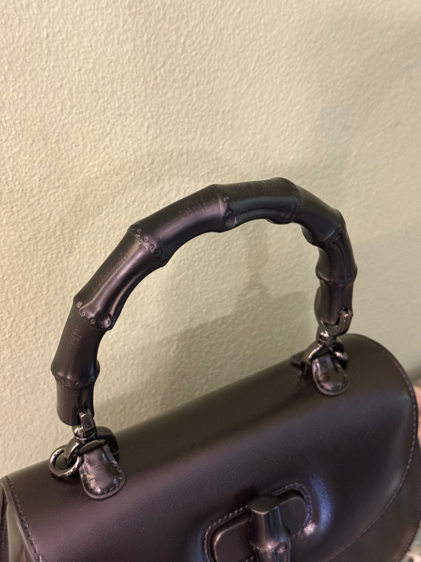 GUCCI SO BLACK SMALL BAMBOO 1947 TOP HANDLE BAG