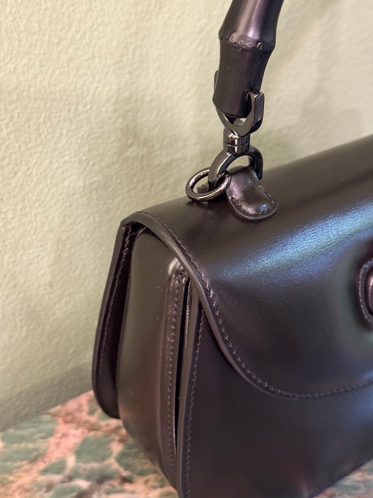 GUCCI SO BLACK SMALL BAMBOO 1947 TOP HANDLE BAG