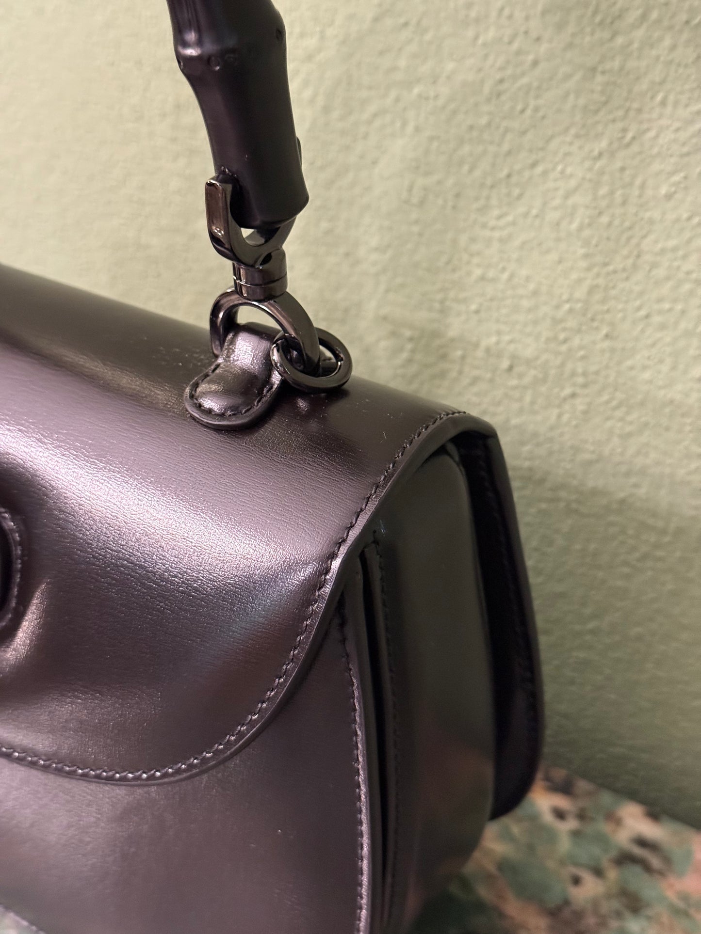 GUCCI SO BLACK SMALL BAMBOO 1947 TOP HANDLE BAG