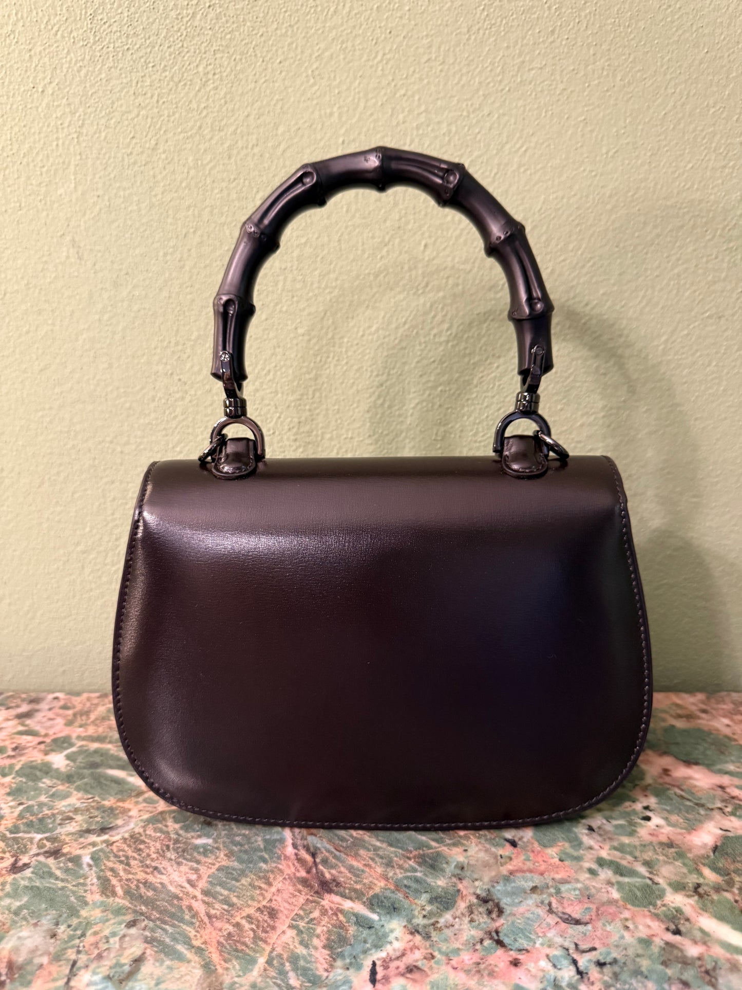 GUCCI SO BLACK SMALL BAMBOO 1947 TOP HANDLE BAG
