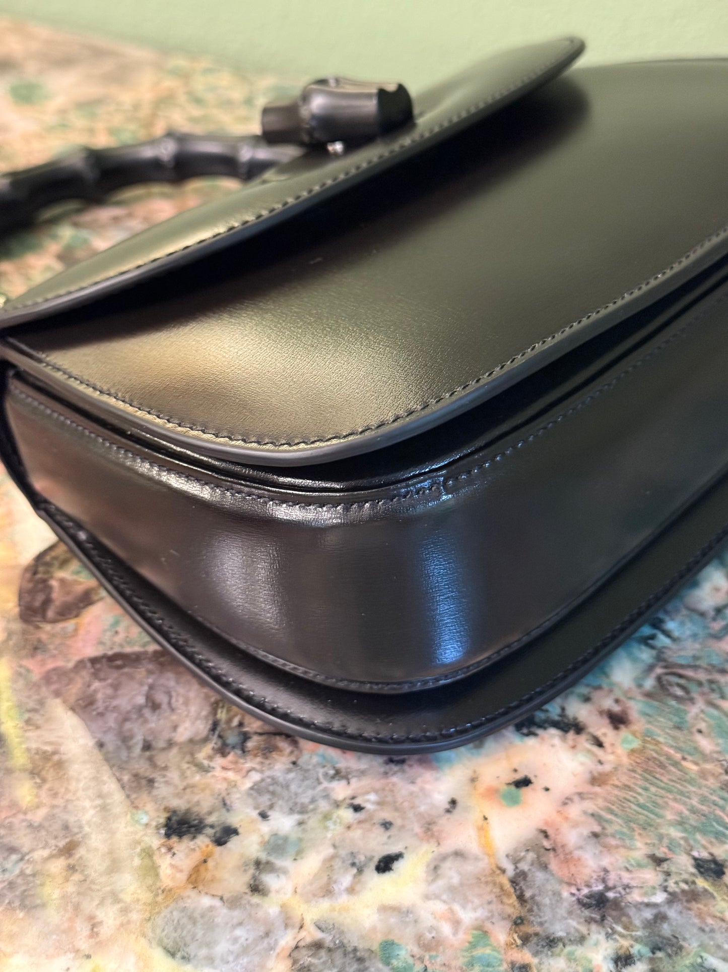 GUCCI SO BLACK SMALL BAMBOO 1947 TOP HANDLE BAG
