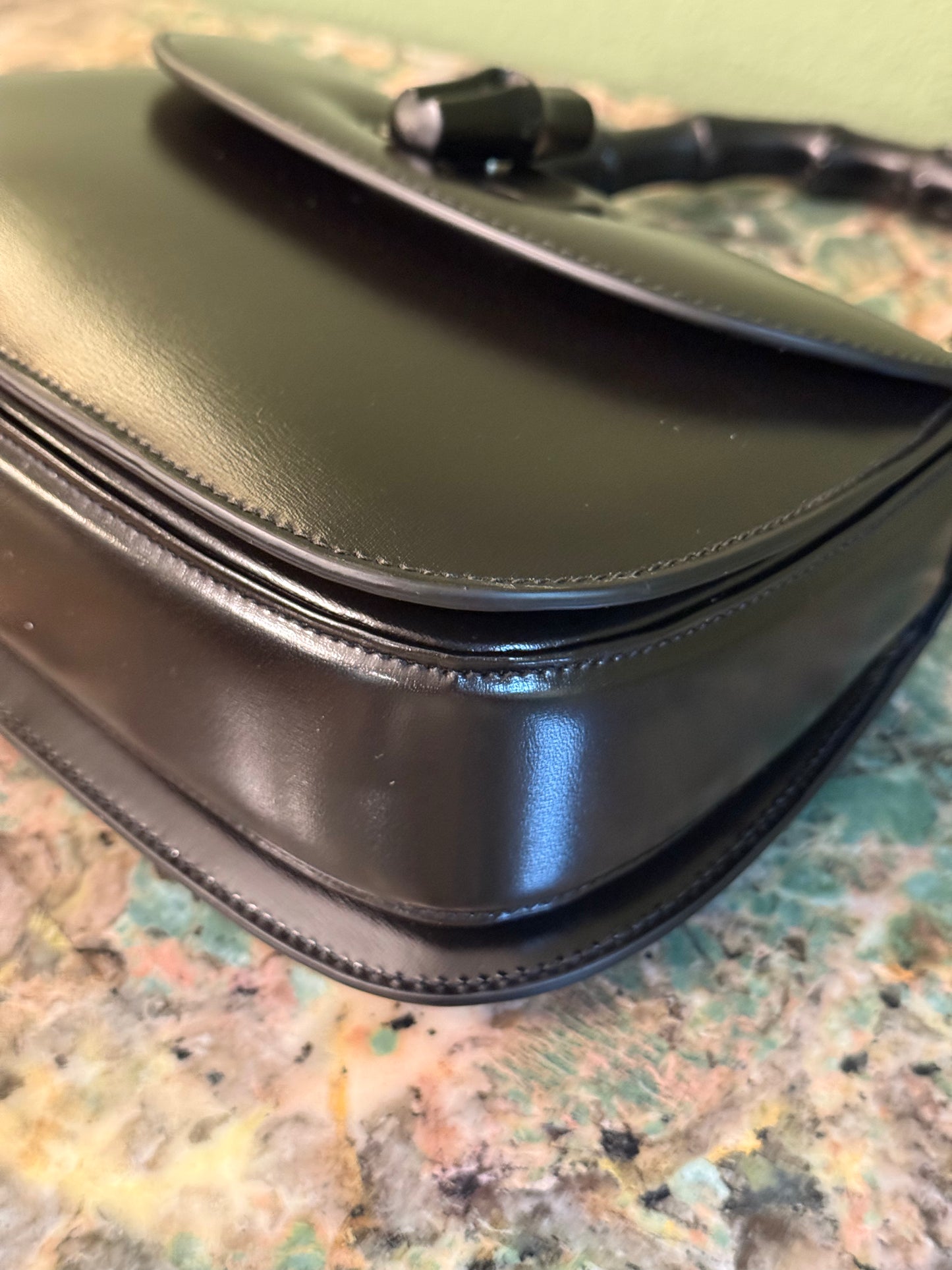 GUCCI SO BLACK SMALL BAMBOO 1947 TOP HANDLE BAG