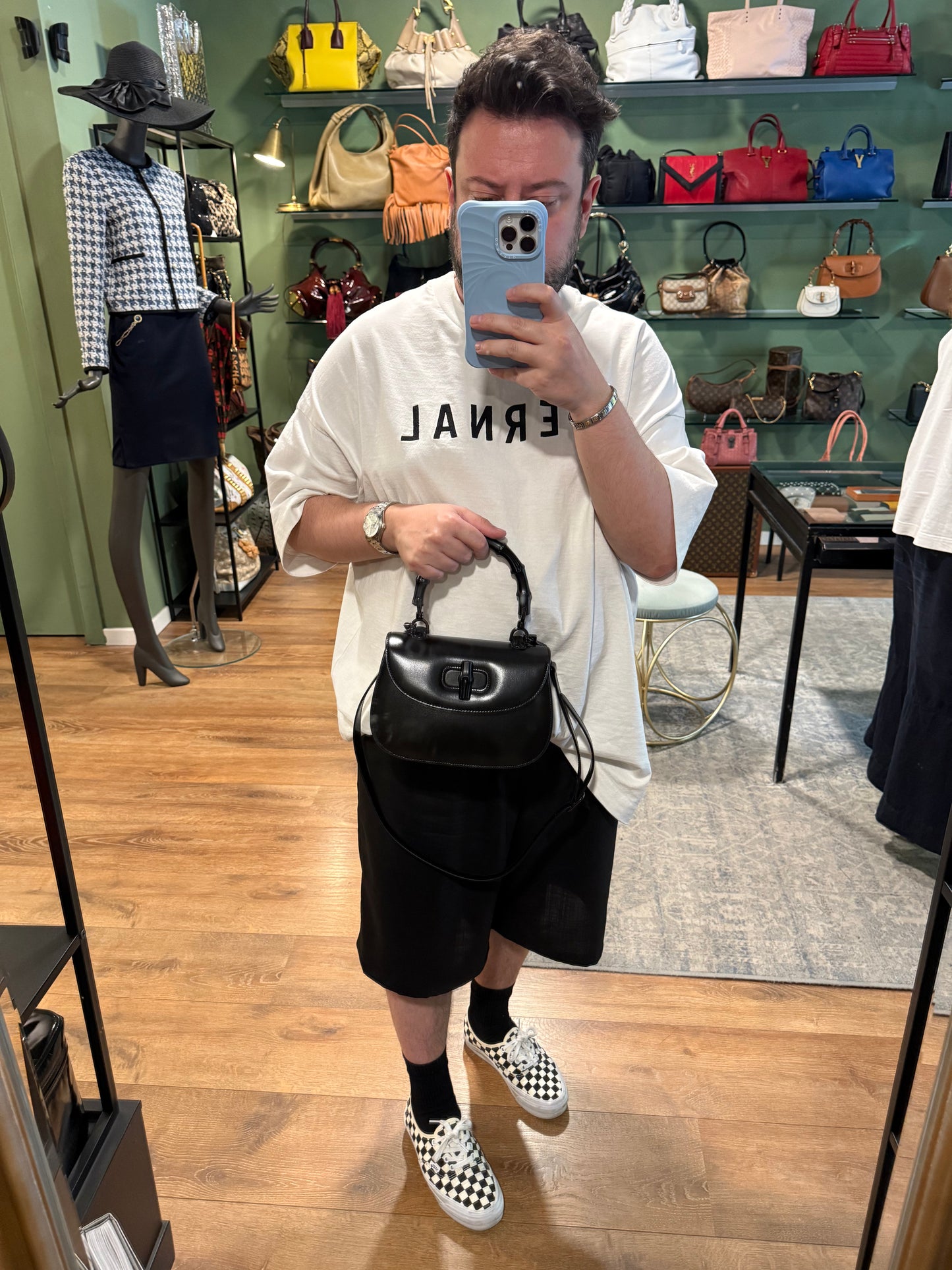 GUCCI SO BLACK SMALL BAMBOO 1947 TOP HANDLE BAG