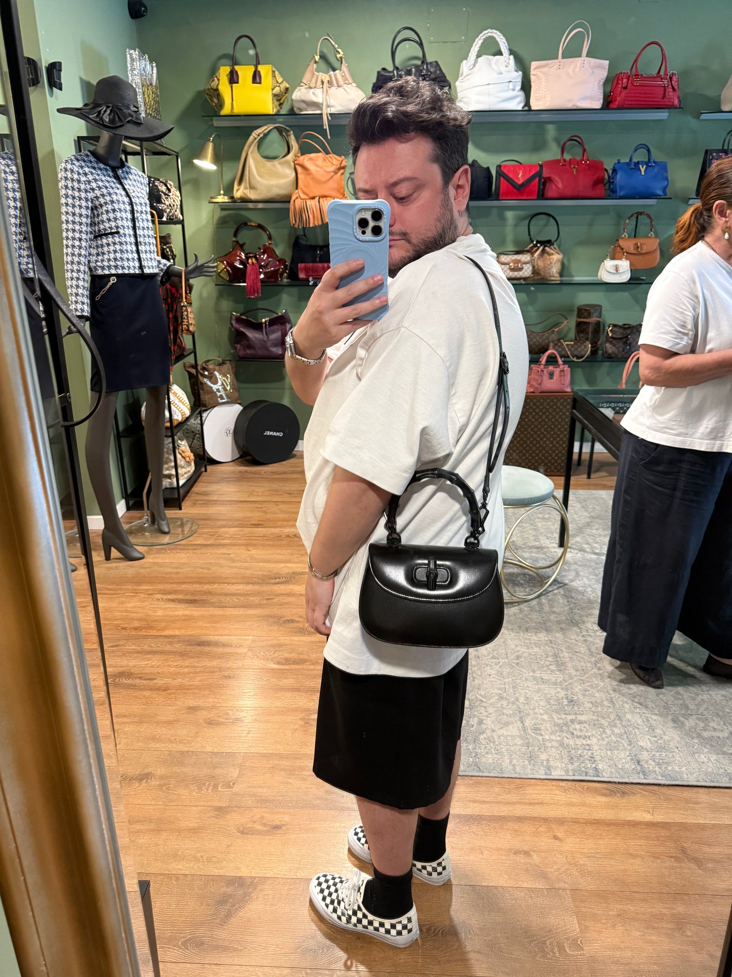 GUCCI SO BLACK SMALL BAMBOO 1947 TOP HANDLE BAG
