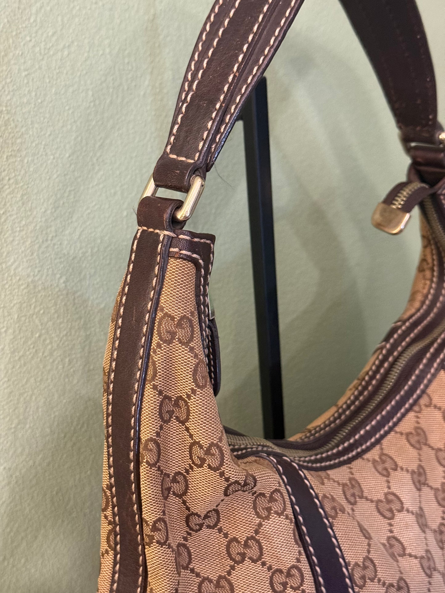 GUCCI BROWN MONOGRAM INTERLOCKING HOBO BAG