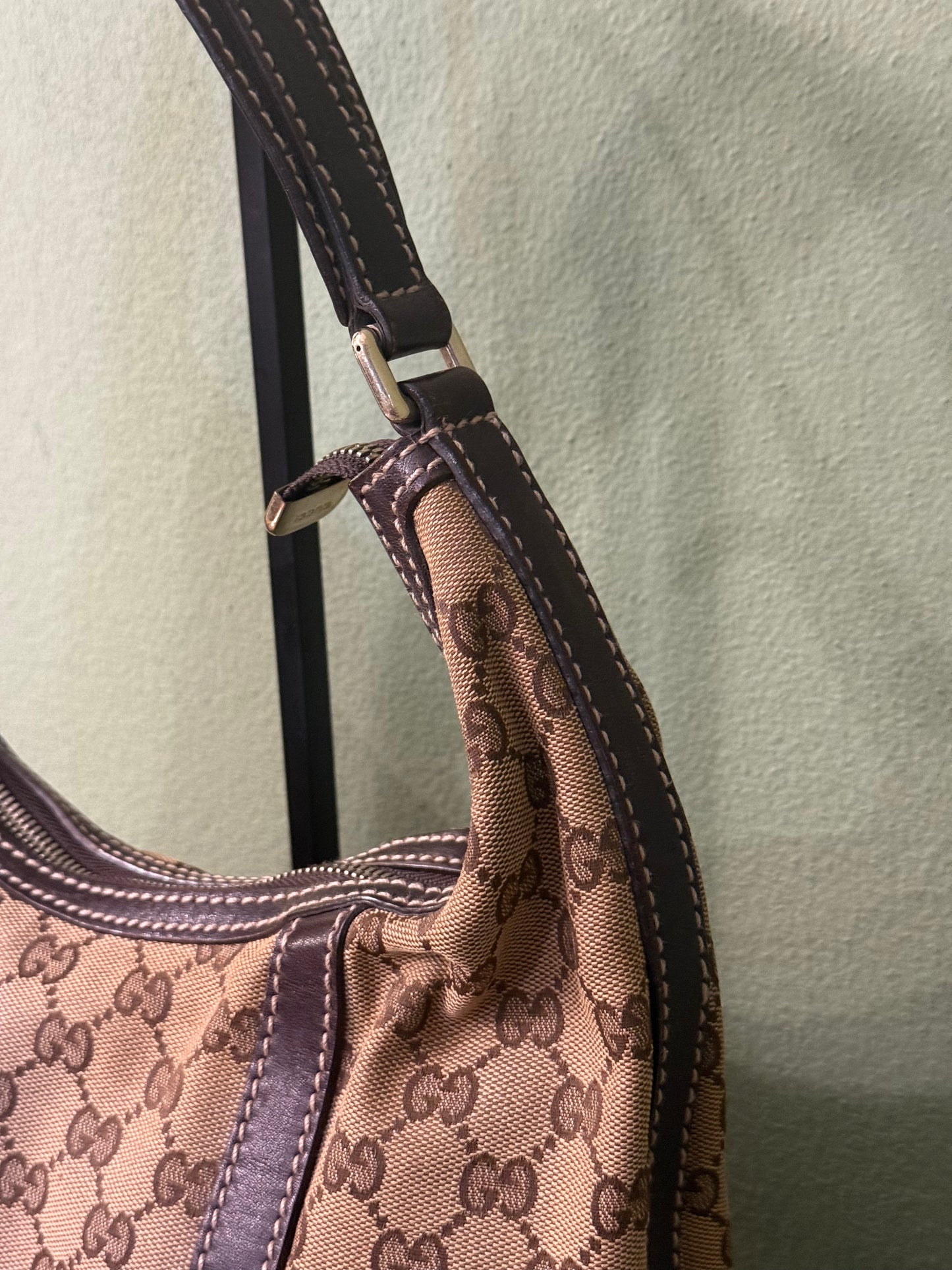 GUCCI BROWN MONOGRAM INTERLOCKING HOBO BAG