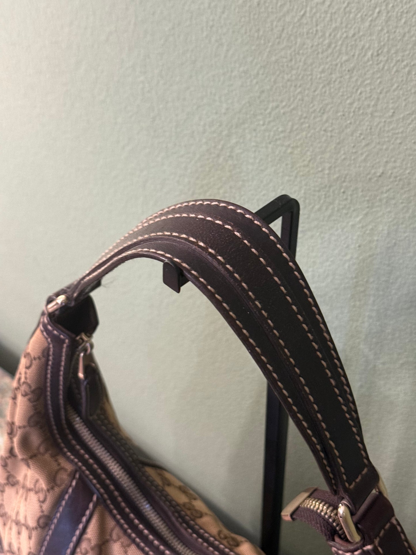GUCCI BROWN MONOGRAM INTERLOCKING HOBO BAG